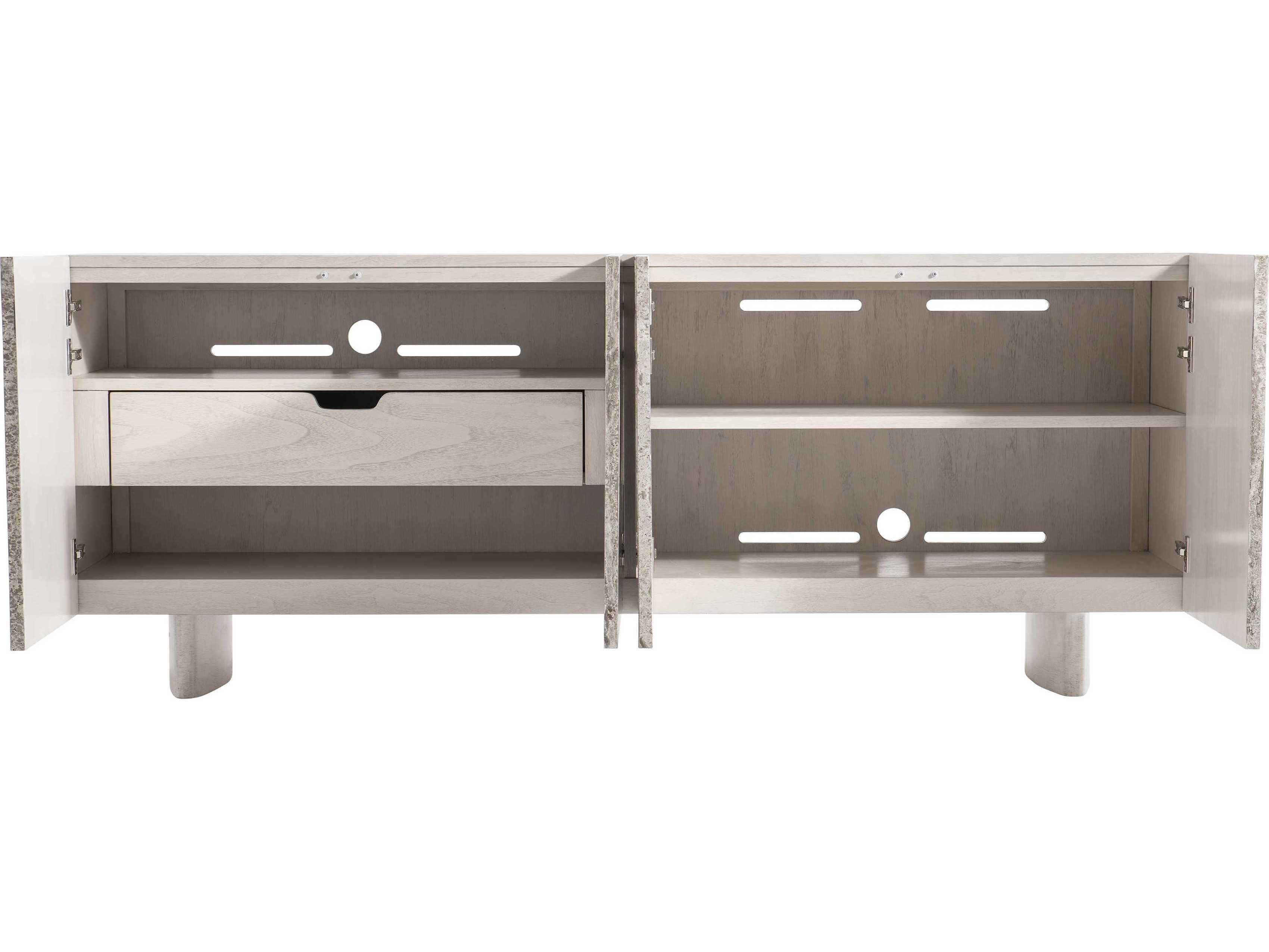 Bernhardt Sereno 72" Walnut Wood Silver Travertine Sideboard