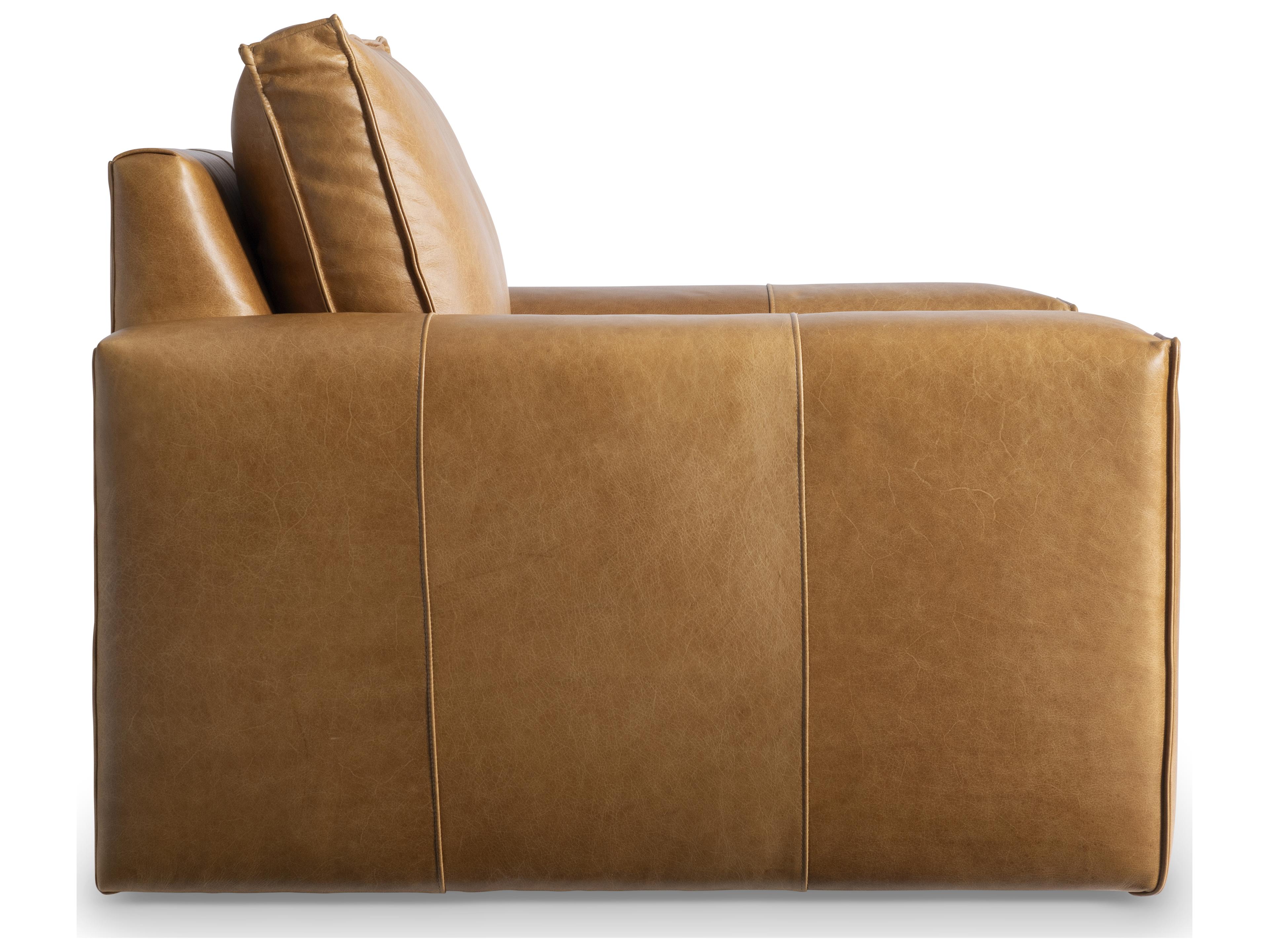Bernhardt Nest Swivel Tan Leather Accent Chair