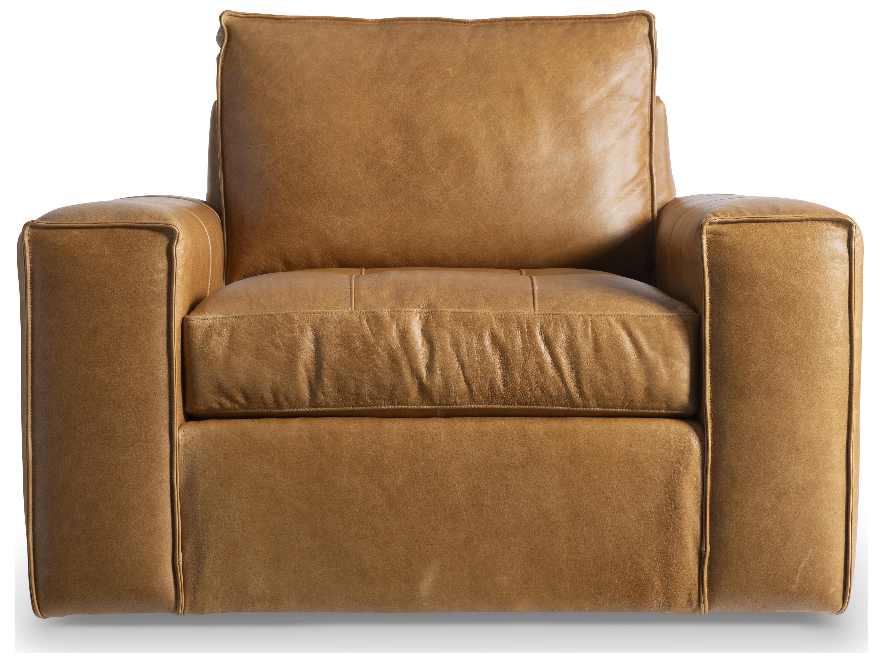 Bernhardt Nest Swivel Tan Leather Accent Chair