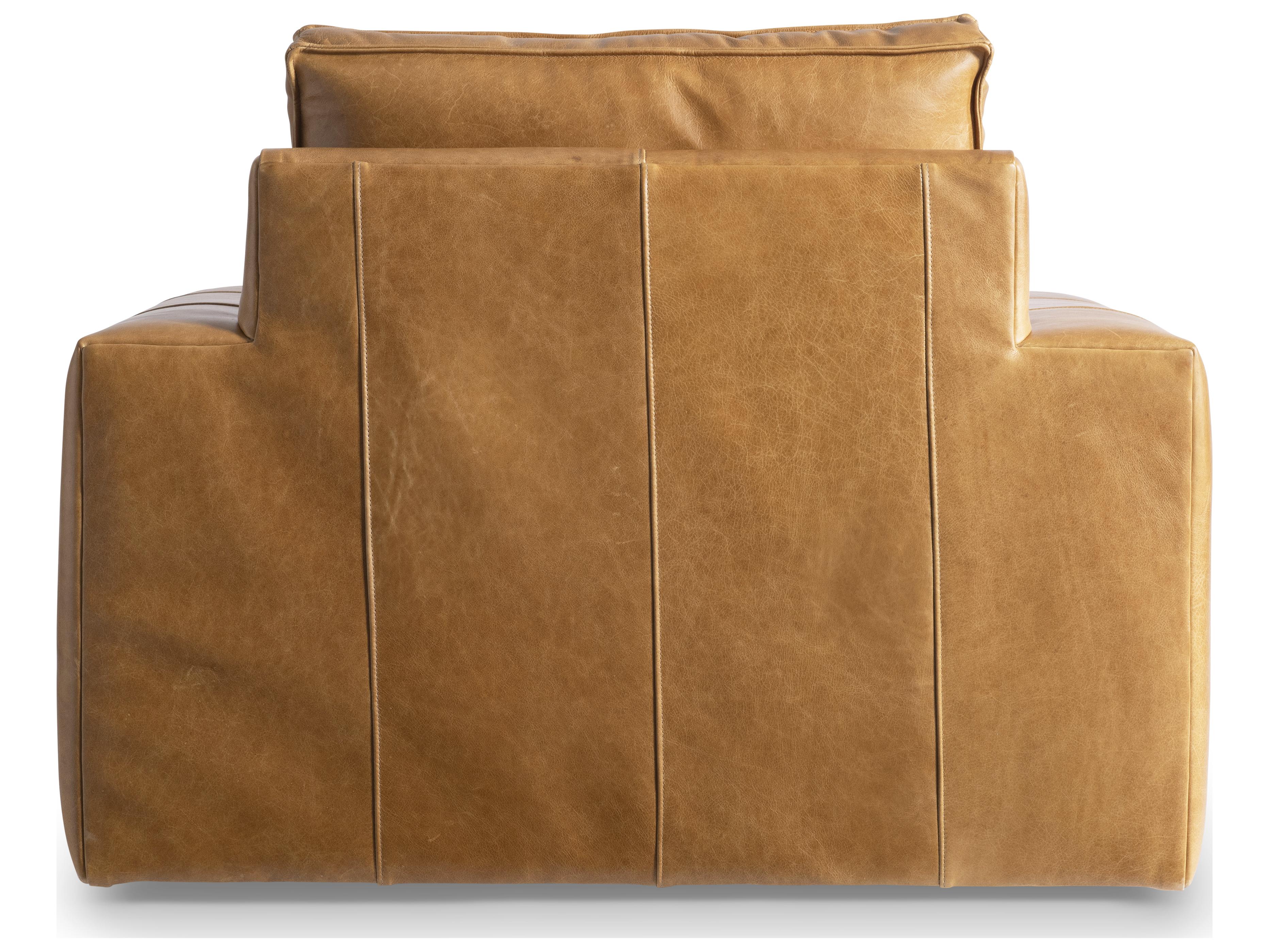 Bernhardt Nest Swivel Tan Leather Accent Chair