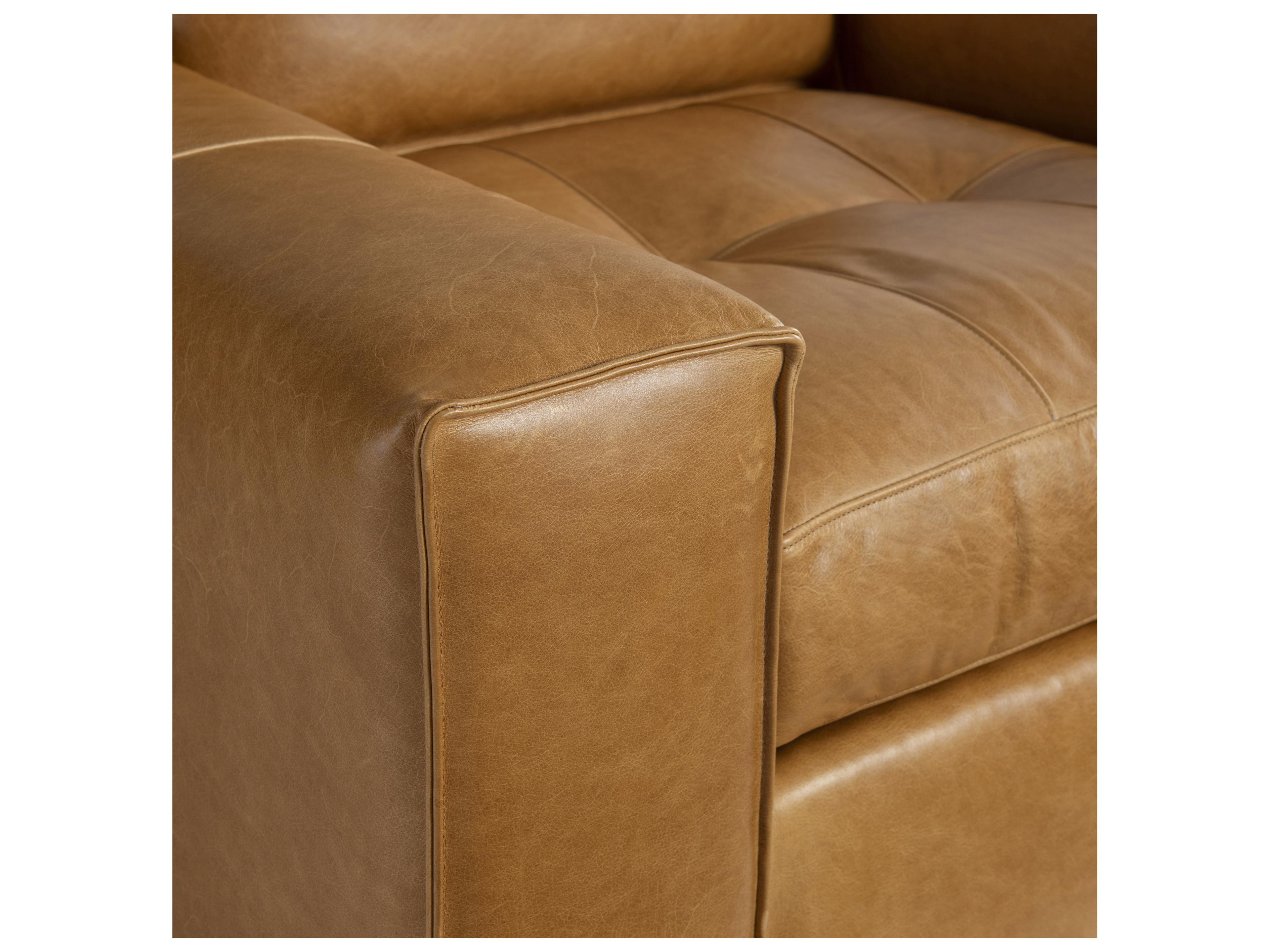 Bernhardt Nest Swivel Tan Leather Accent Chair