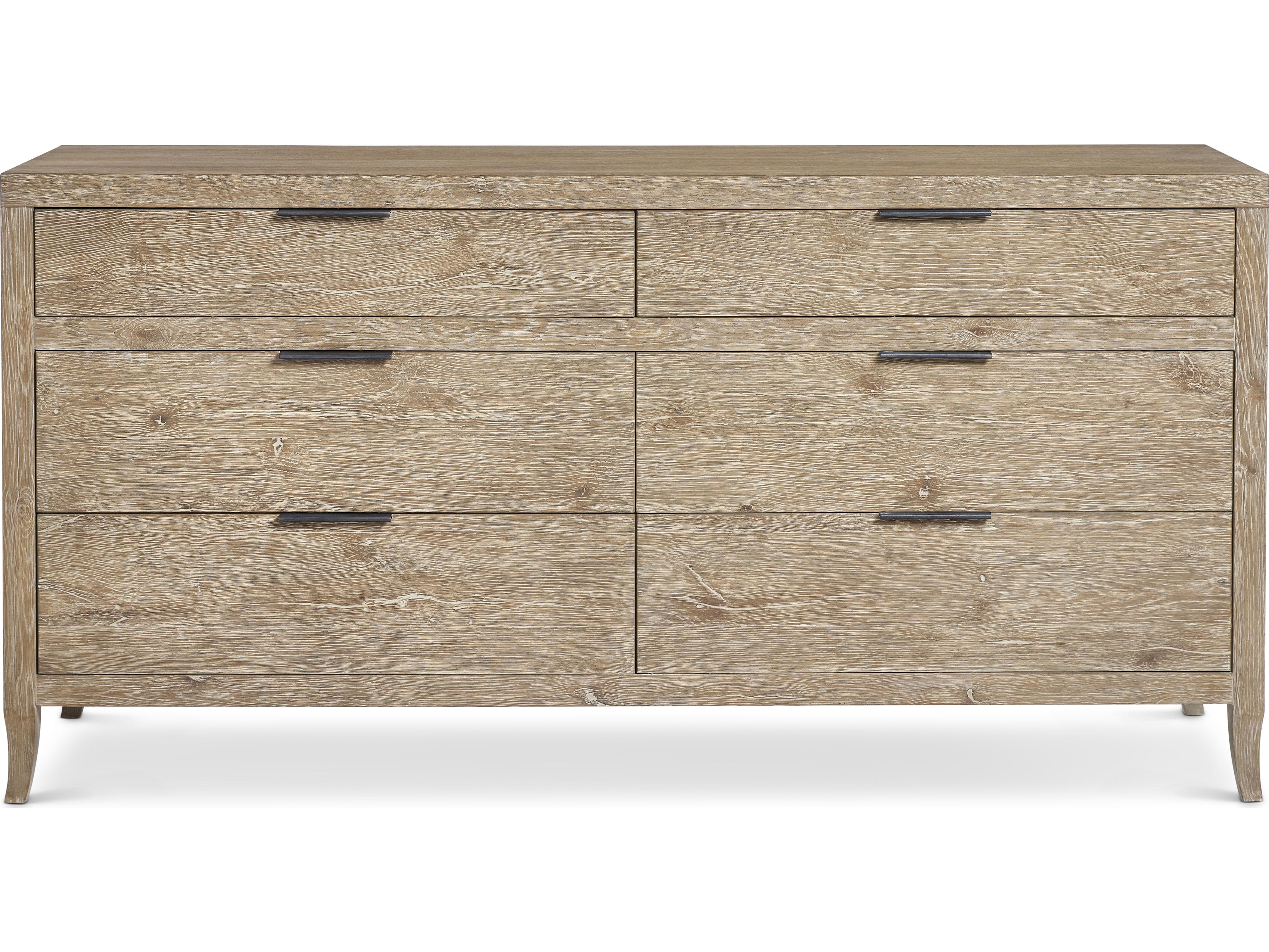 Bernhardt Tribeca 6-Drawers Brown Oak Wood Double Dresser
