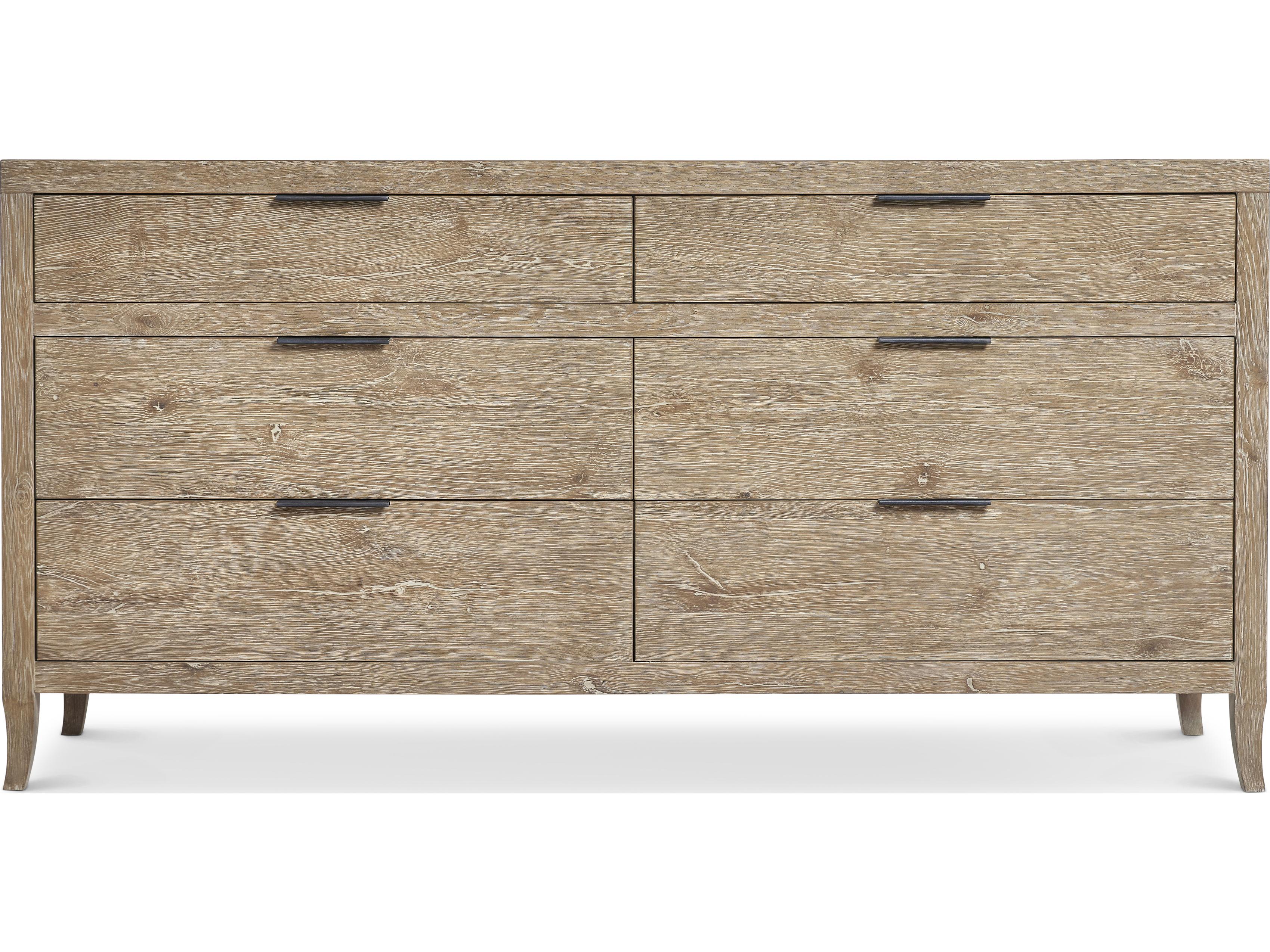 Bernhardt Tribeca 6-Drawers Brown Oak Wood Double Dresser