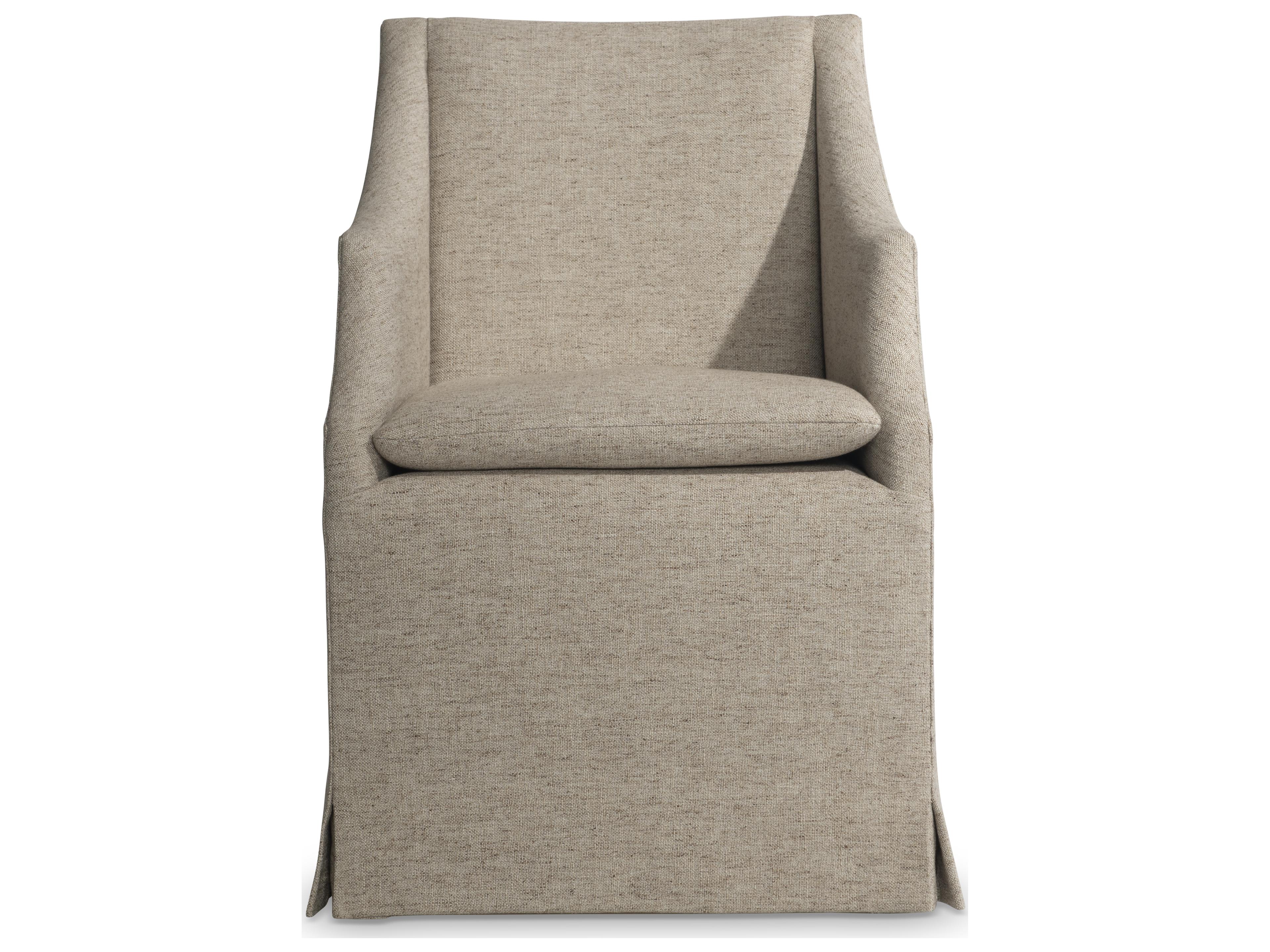 Bernhardt Tribeca Rubberwood Beige Upholstered Arm Dining Chair