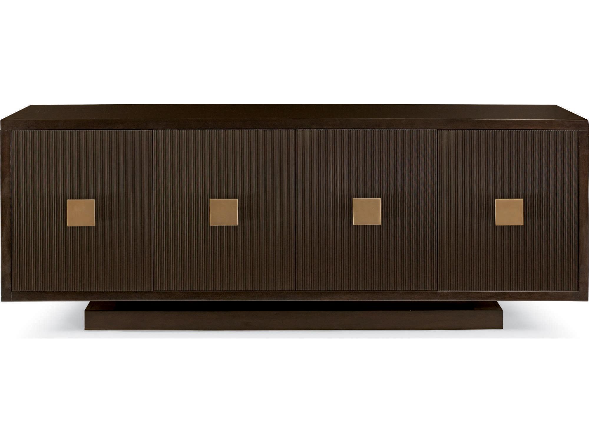 Bernhardt Interiors Casegoods Boulevard 83" Walnut Wood Ebonized Warm Brass Buffet