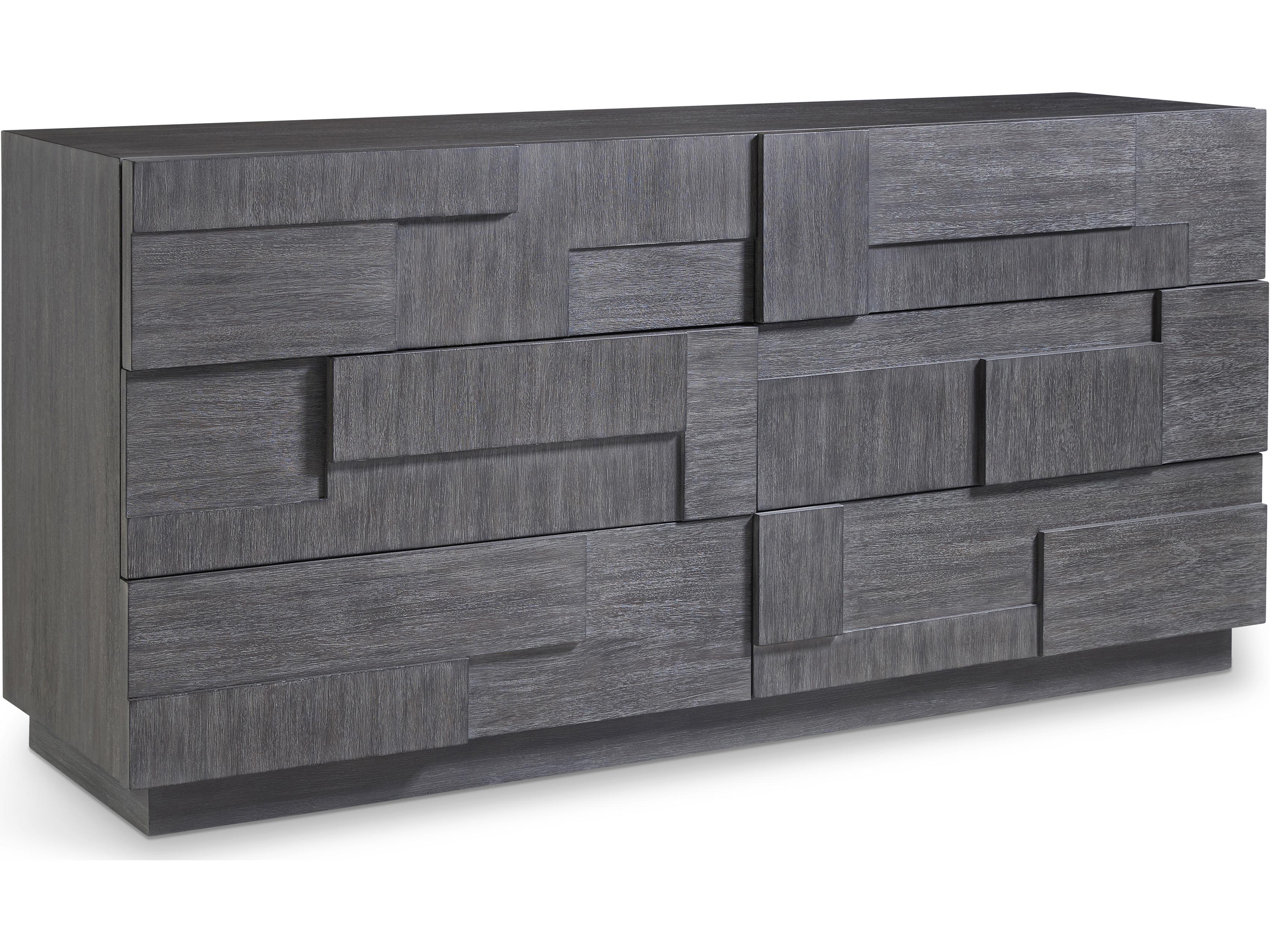 Bernhardt Lancer 6-Drawers Gray Mahogany Wood Double Dresser