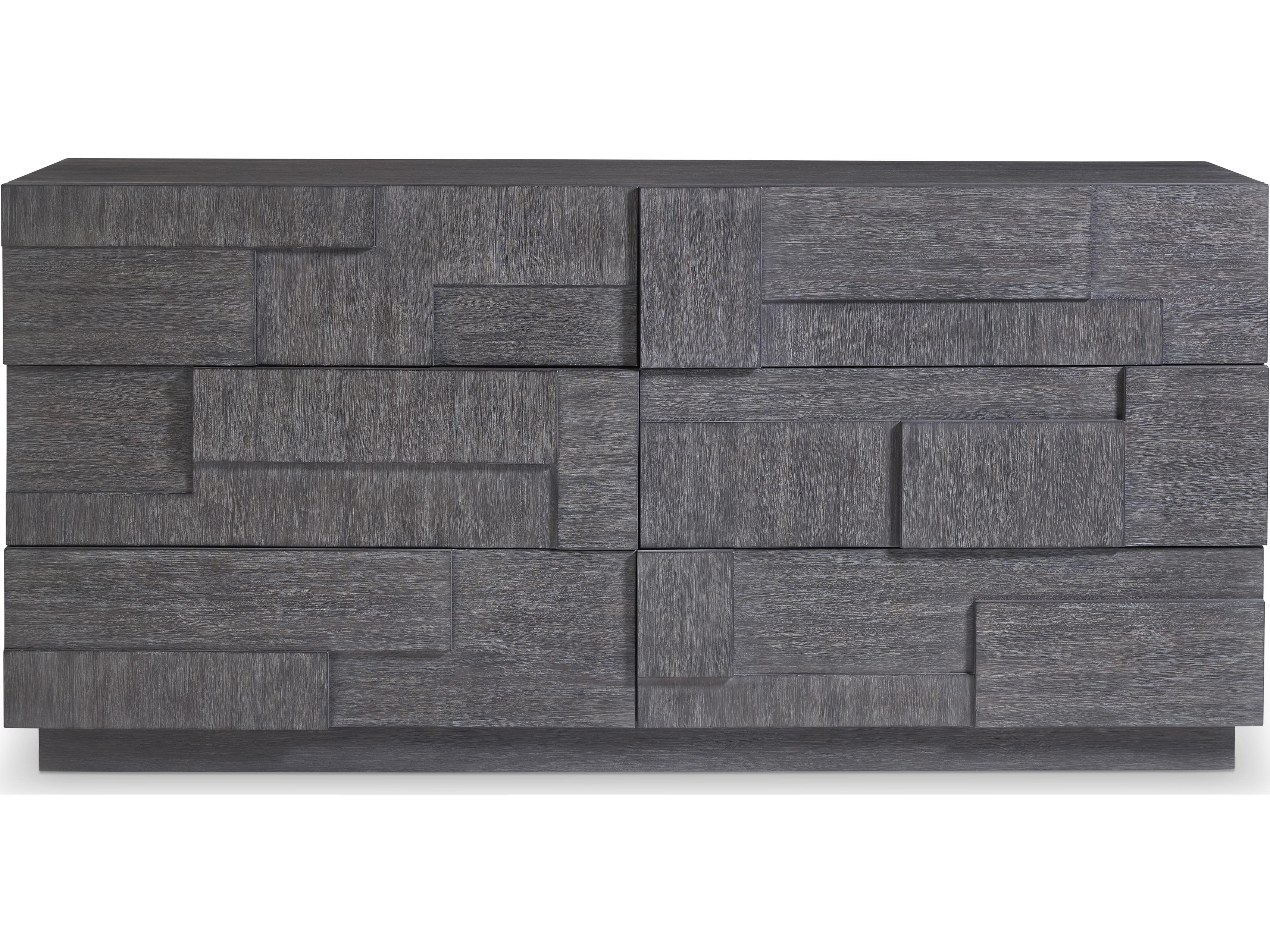 Bernhardt Lancer 6-Drawers Gray Mahogany Wood Double Dresser