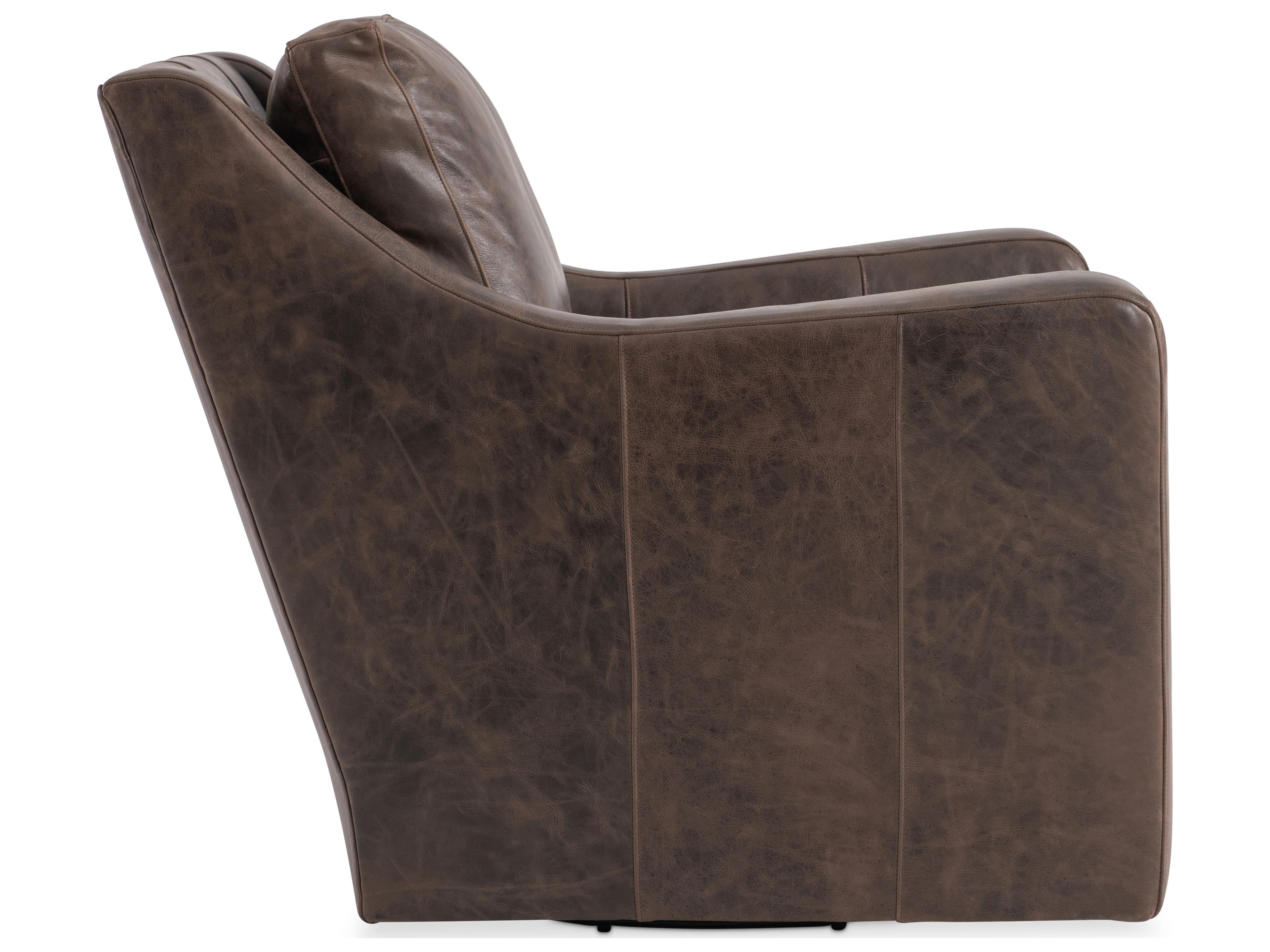Bernhardt Ventura Swivel Brown Leather Accent Chair