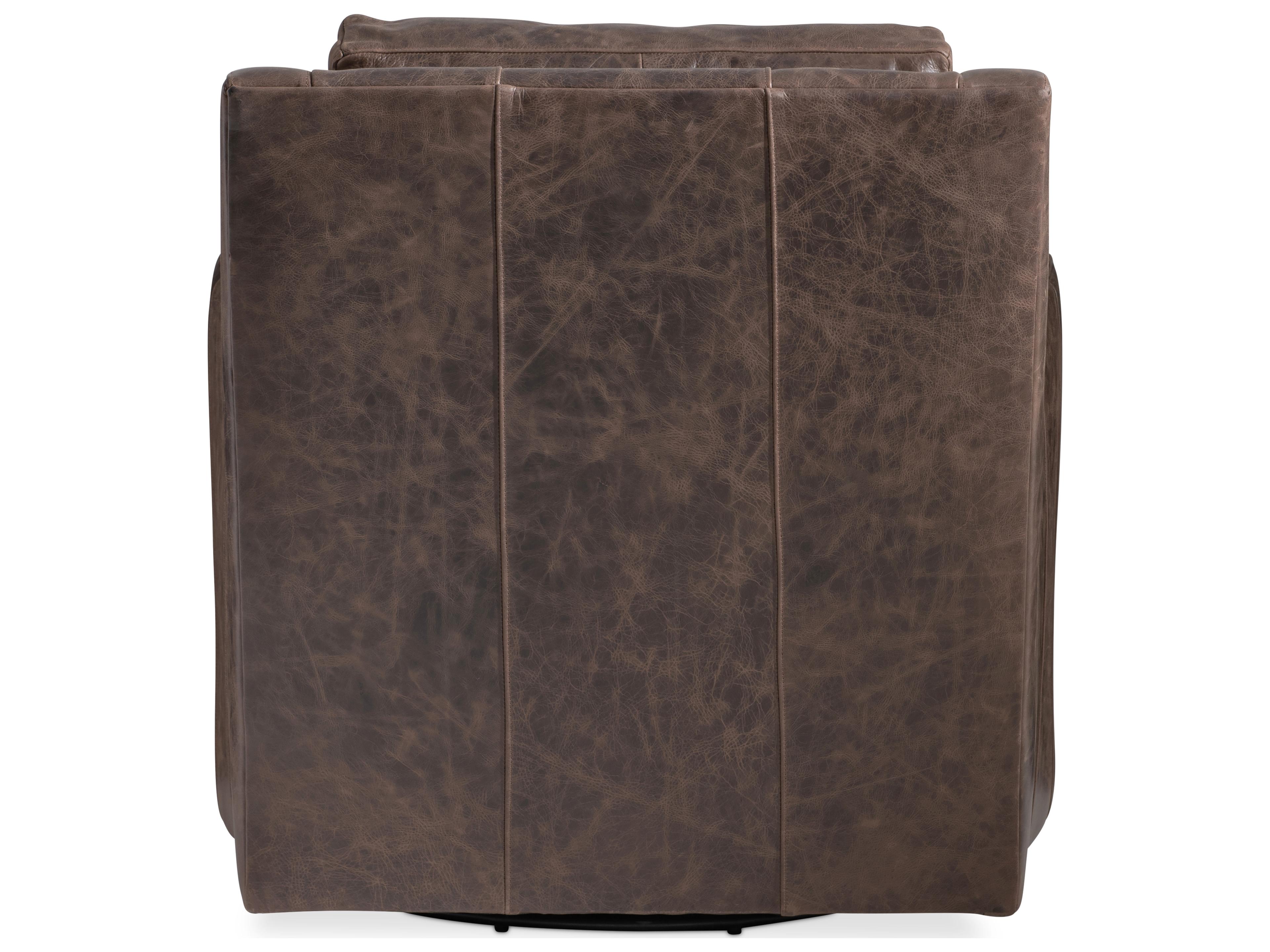 Bernhardt Ventura Swivel Brown Leather Accent Chair