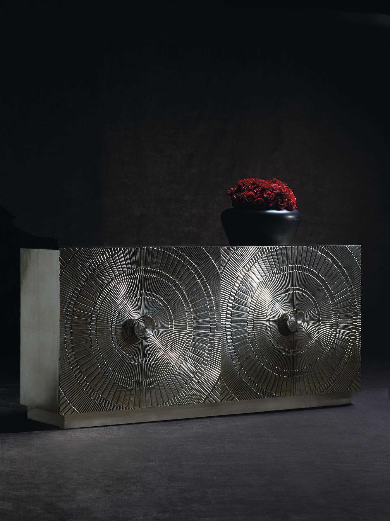 Bernhardt Interiors Casegoods Barcelona 72" Teak Wood German Silver Credenza