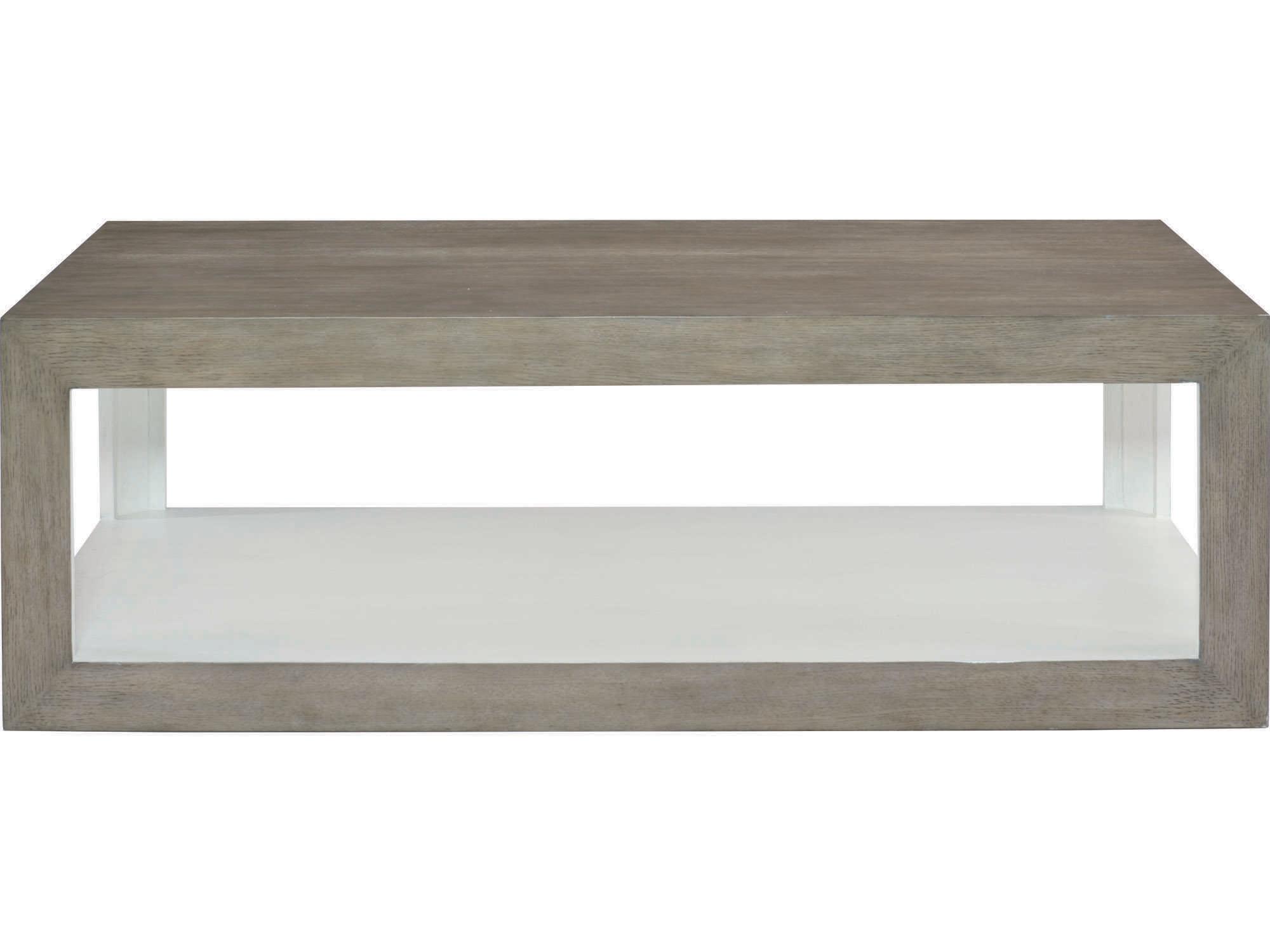 Bernhardt Interiors Oldham Rectangular Wood Rustic Gray White Plaster Cocktail Table