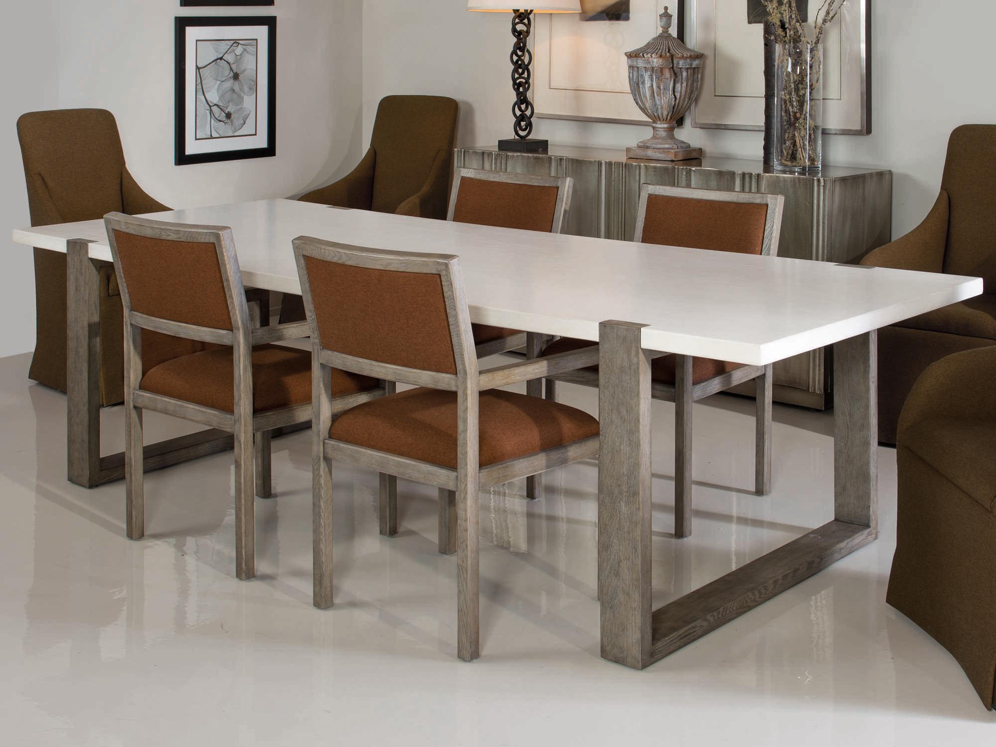 Bernhardt Interiors Casegoods Hadleigh Rectangular Wood White Plaster Rustic Gray Dining Table