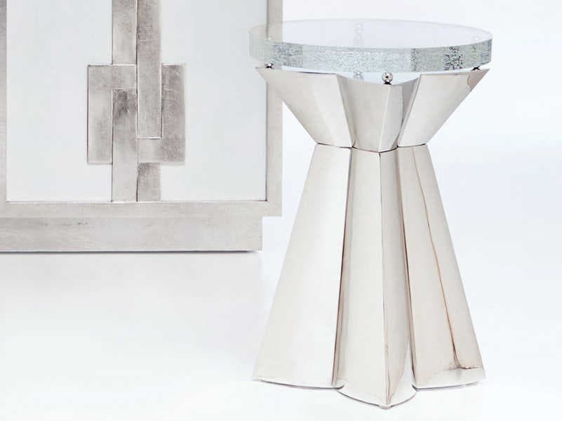 Bernhardt Interiors Casegoods Anika Round Glass Silver Clear End Table