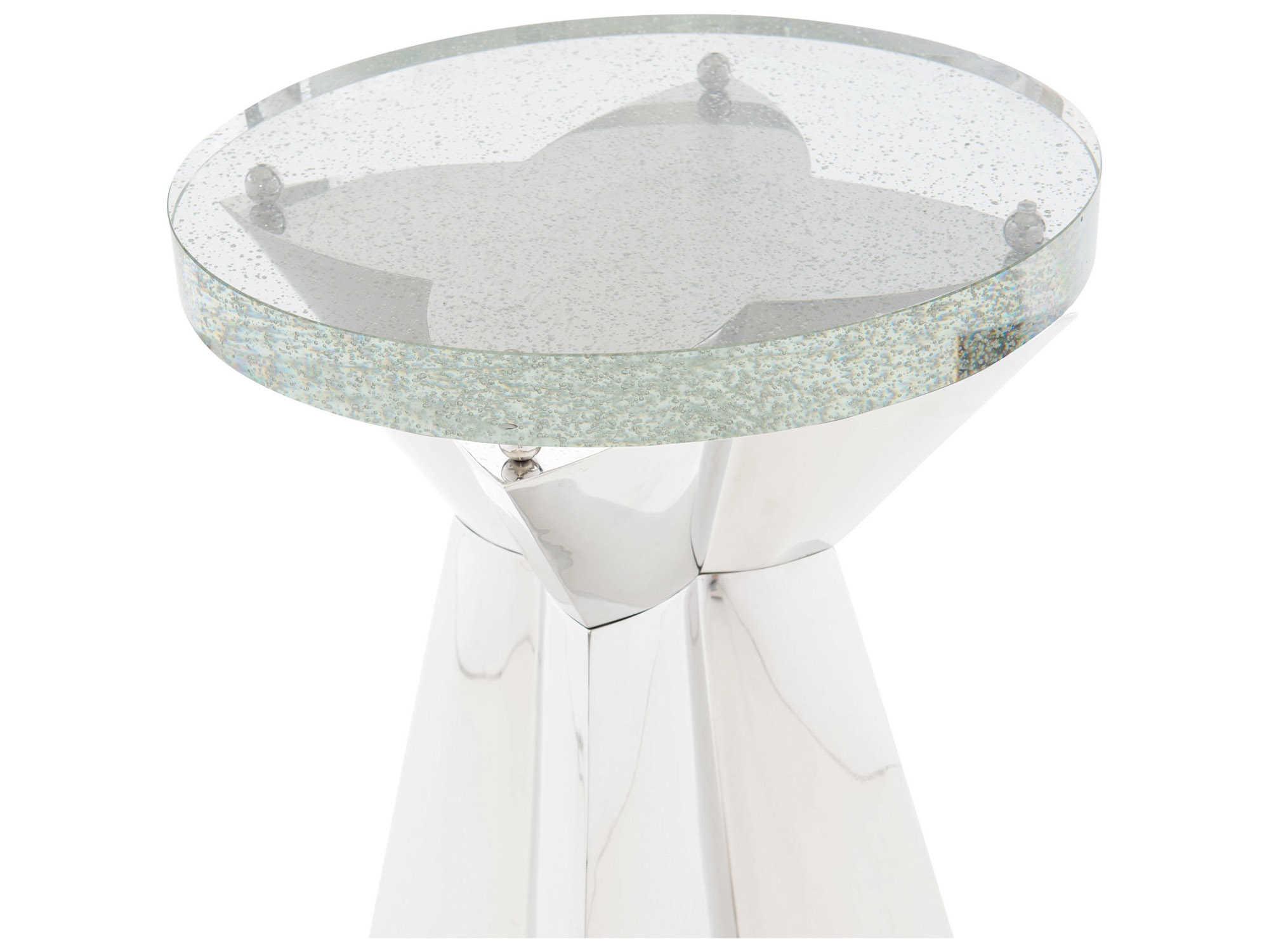 Bernhardt Interiors Casegoods Anika Round Glass Silver Clear End Table