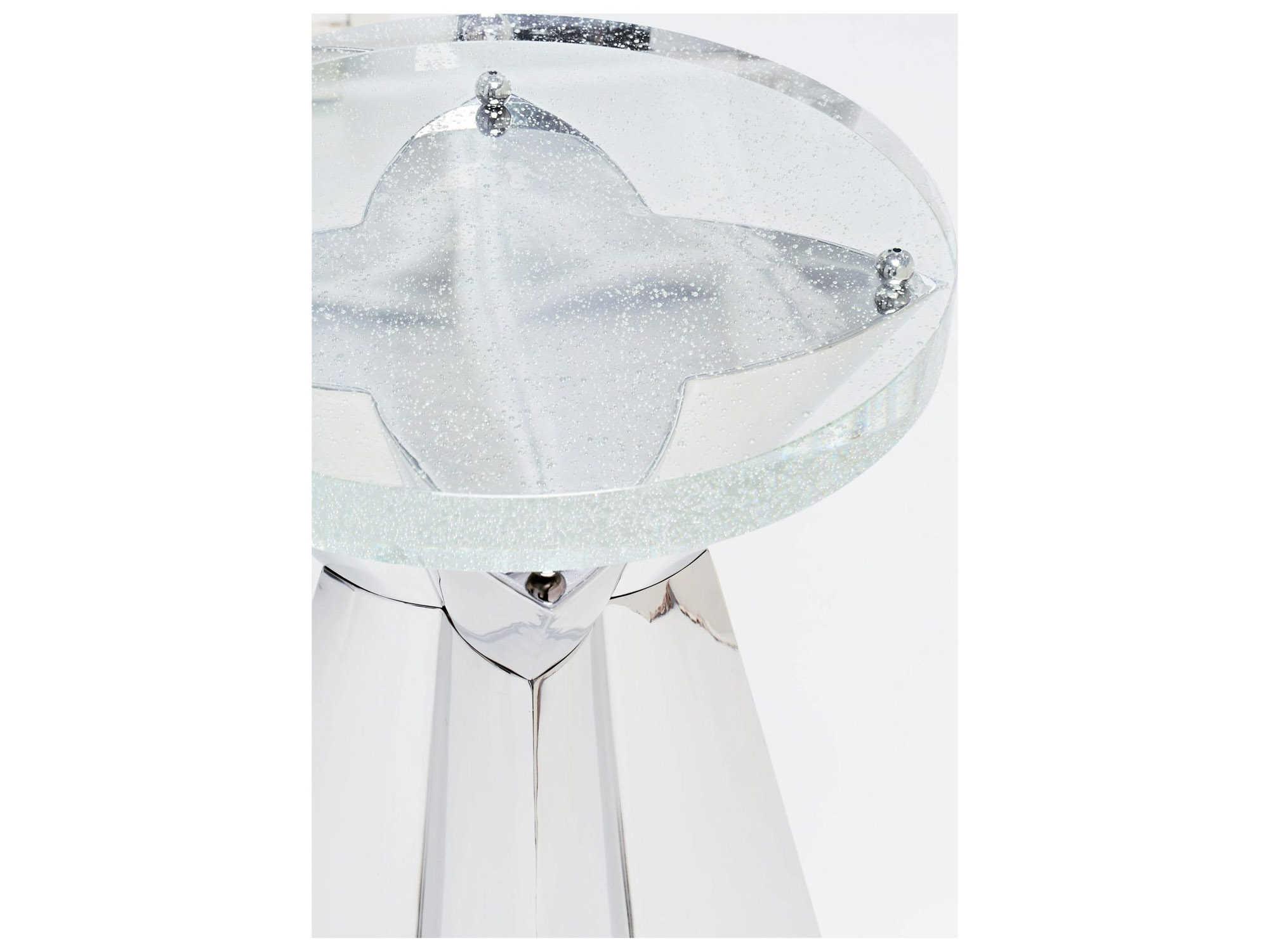 Bernhardt Interiors Casegoods Anika Round Glass Silver Clear End Table