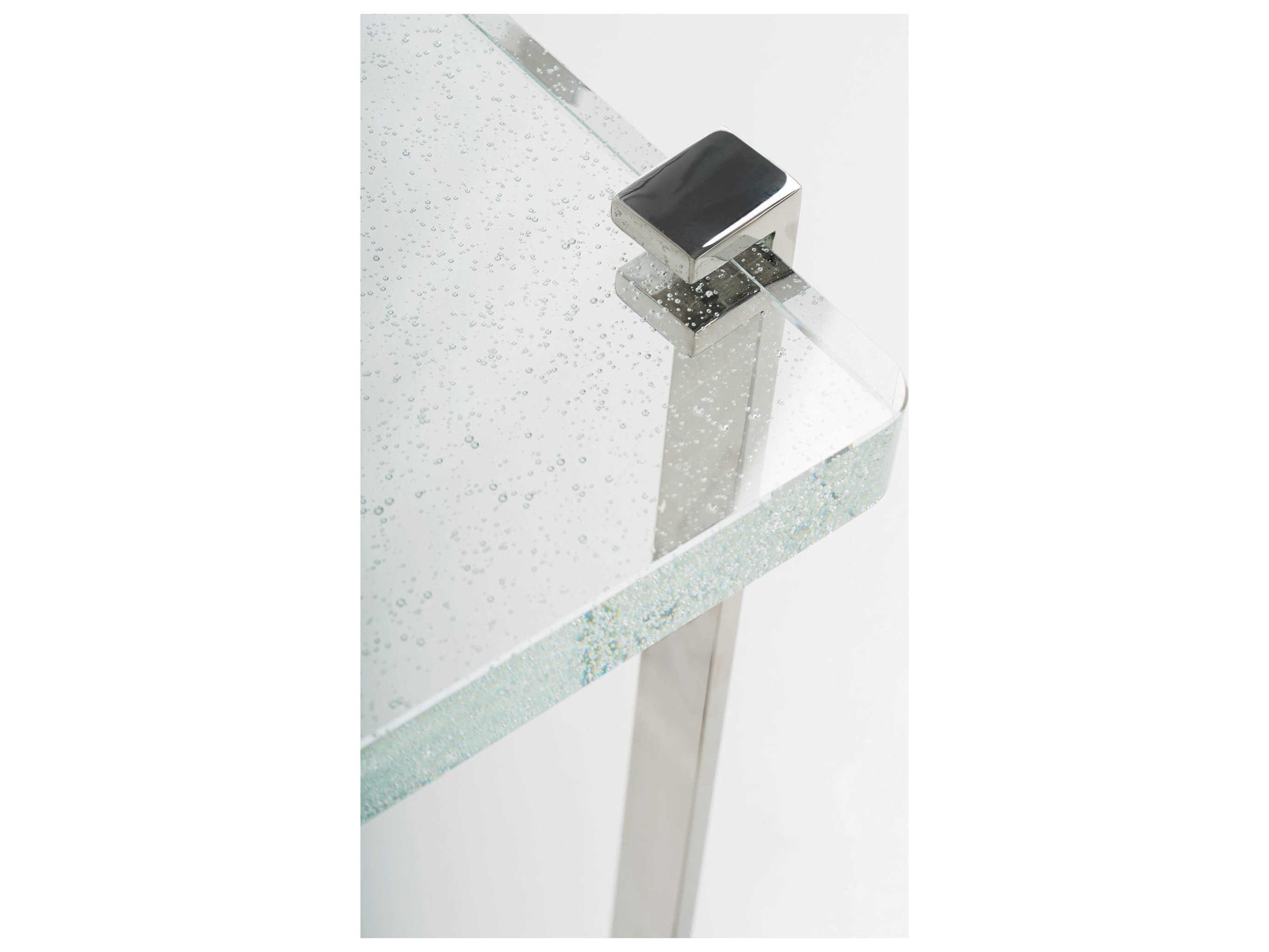 Bernhardt Interiors Casegoods Mott Rectangular Glass Silver Clear End Table