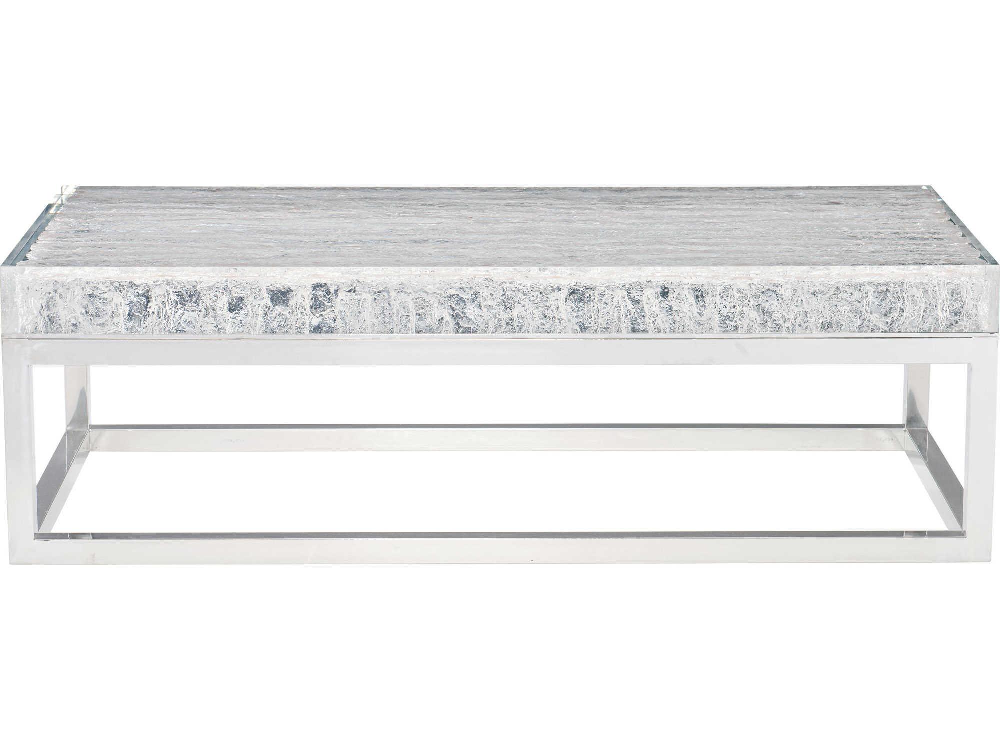 Bernhardt Interiors Arctic Rectangular Plastic Clear Polished Stainless Steel Cocktail Table