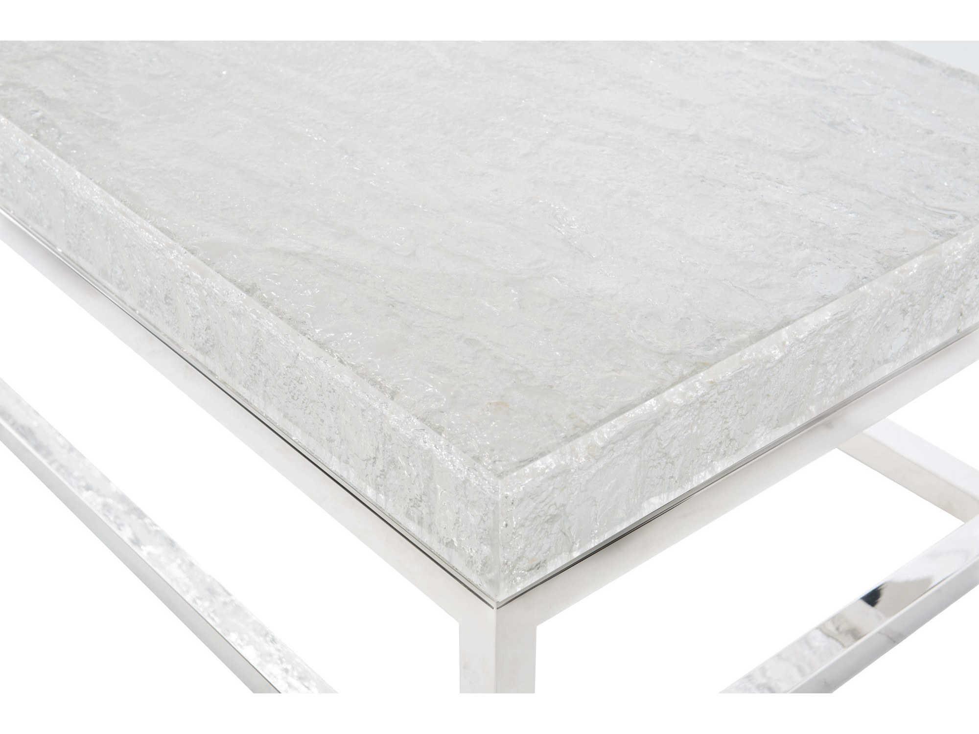 Bernhardt Interiors Arctic Rectangular Plastic Clear Polished Stainless Steel Cocktail Table