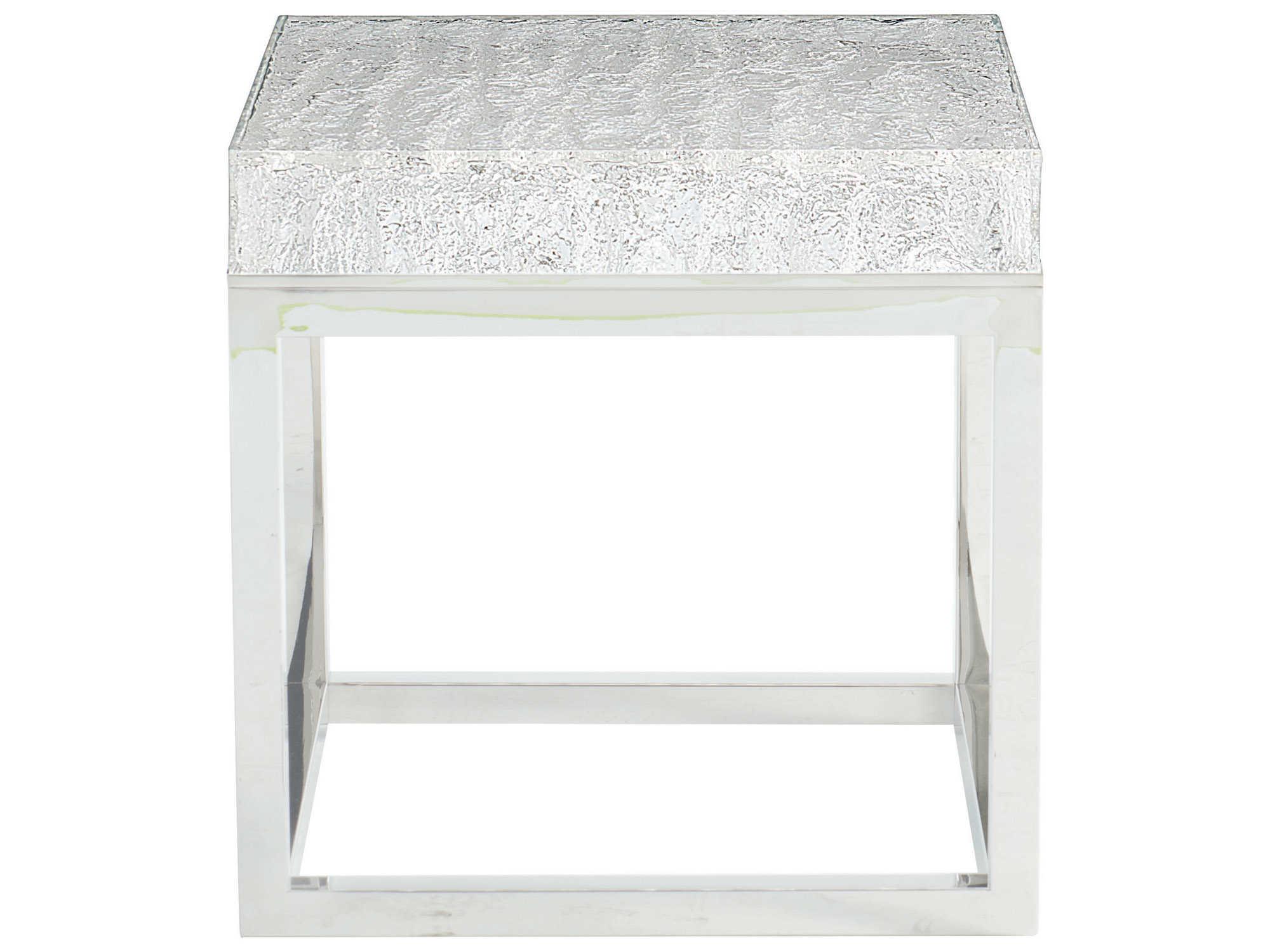 Bernhardt Interiors Casegoods Arctic Square Plastic Silver Clear End Table