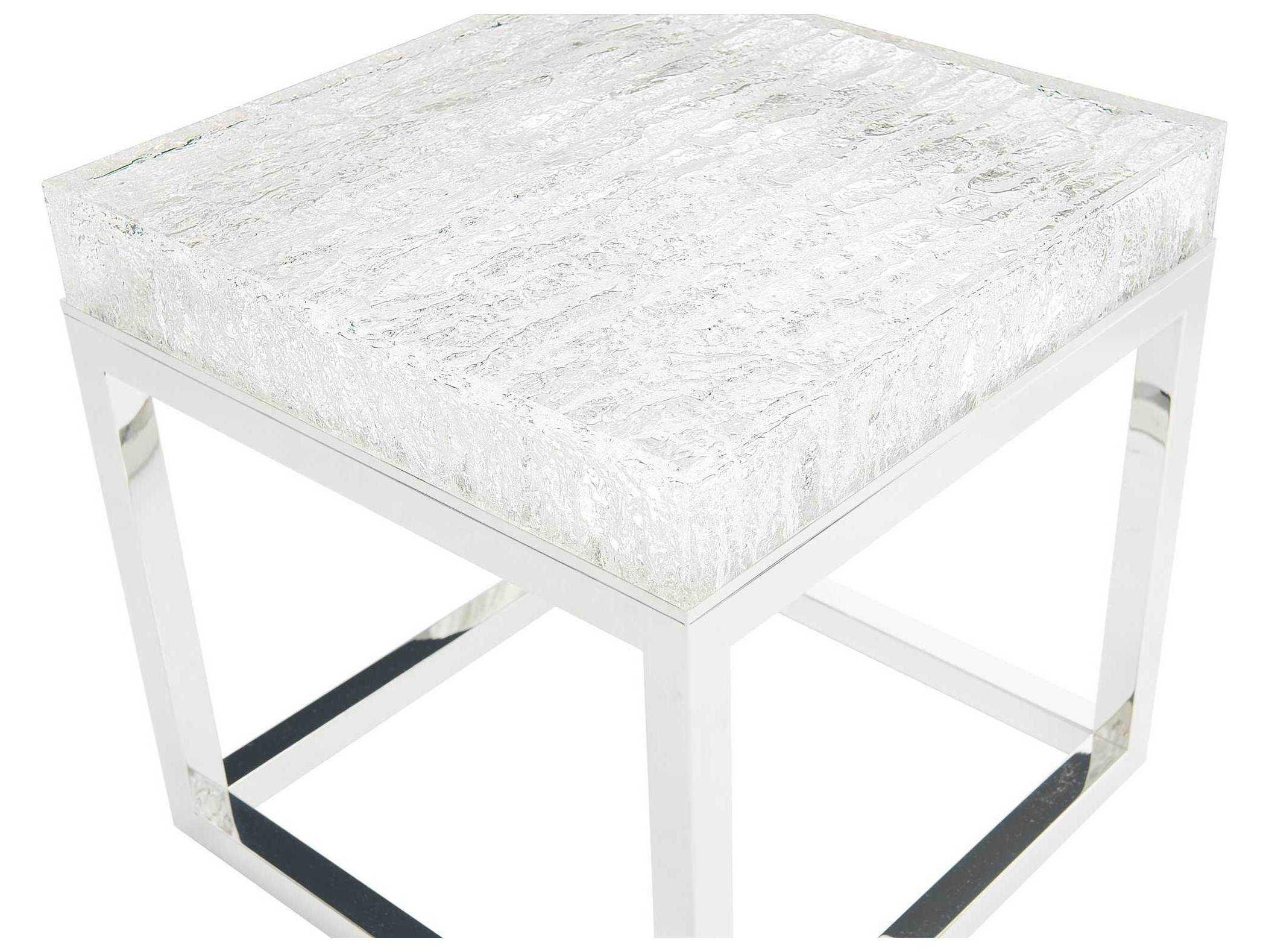 Bernhardt Interiors Casegoods Arctic Square Plastic Silver Clear End Table