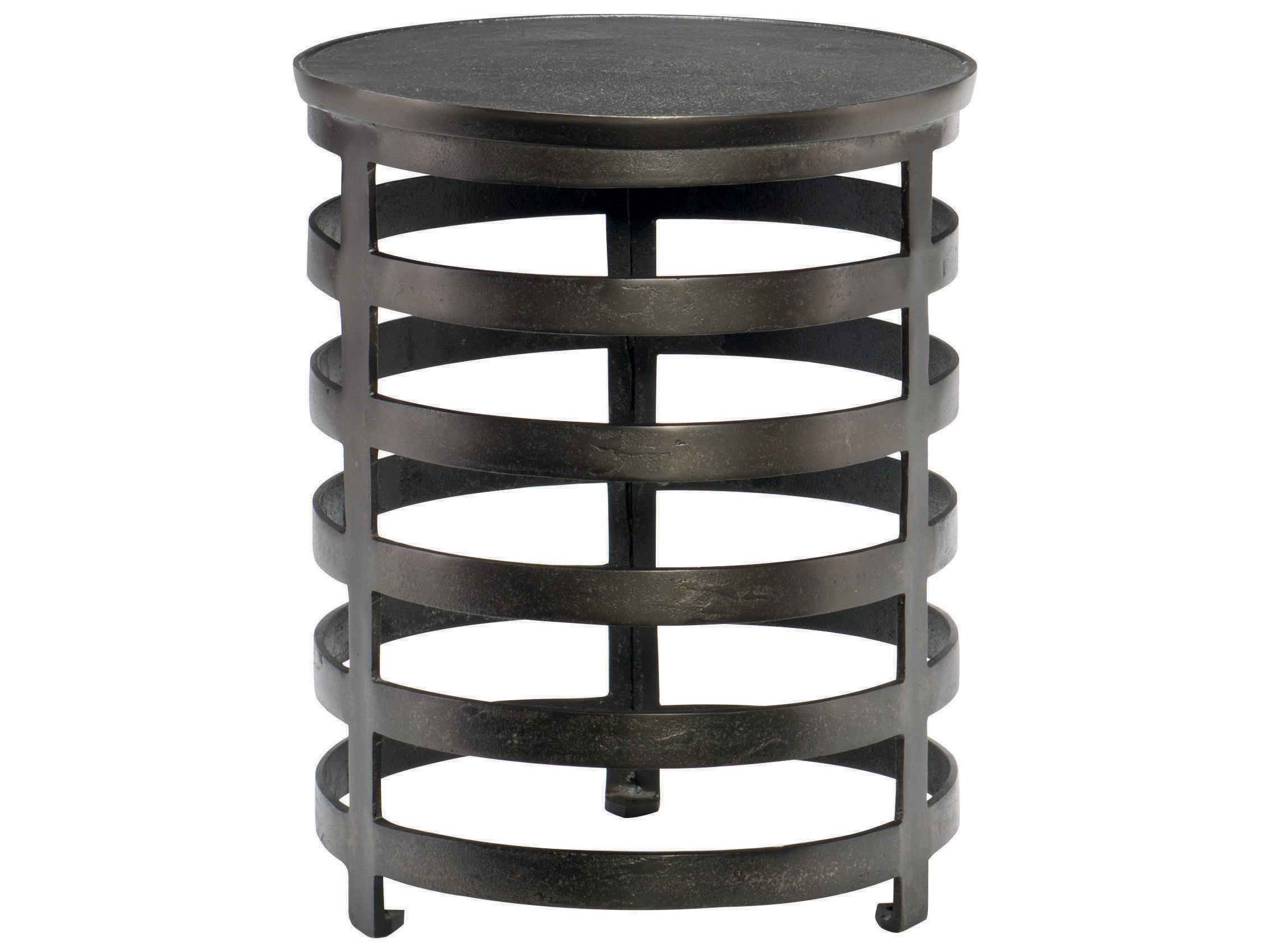 Bernhardt Interiors Casegoods Apsley Round Metal Black Nickel Chairside Table