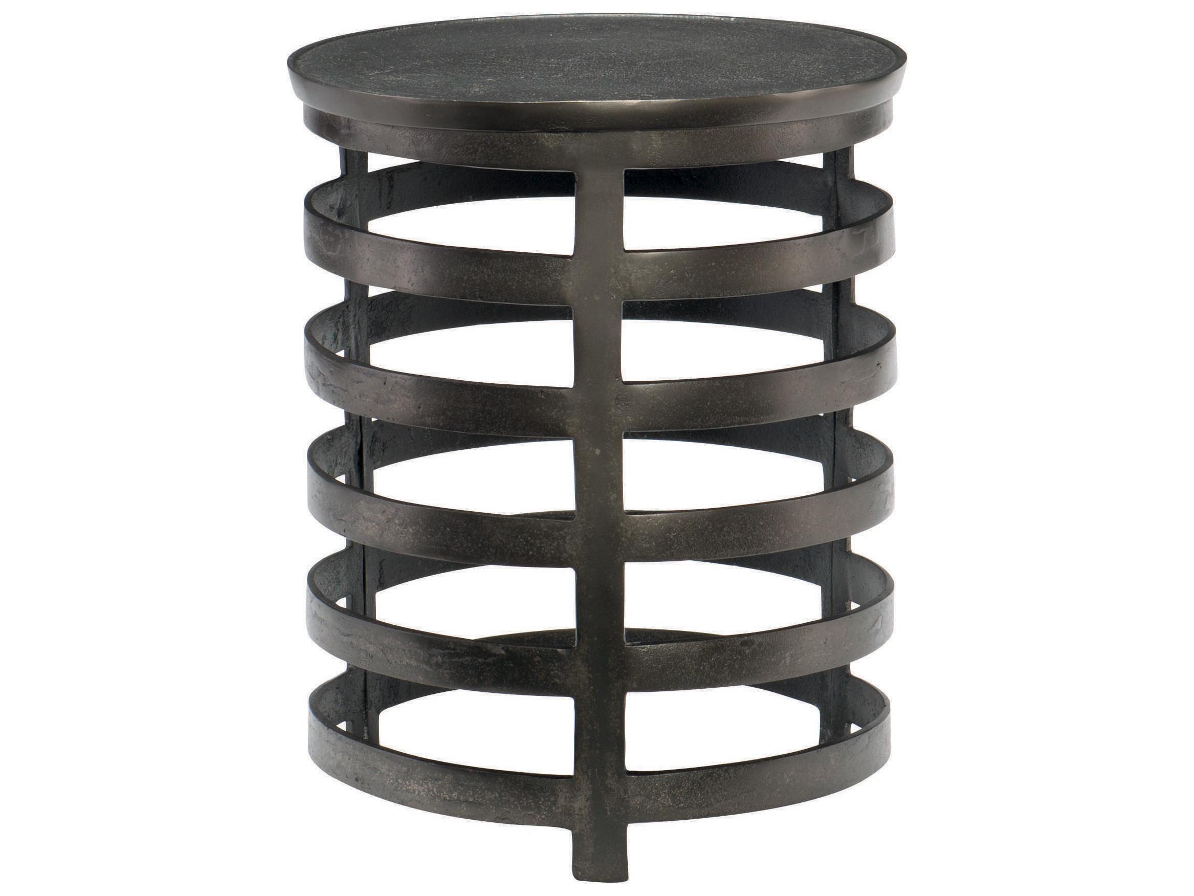 Bernhardt Interiors Casegoods Apsley Round Metal Black Nickel Chairside Table