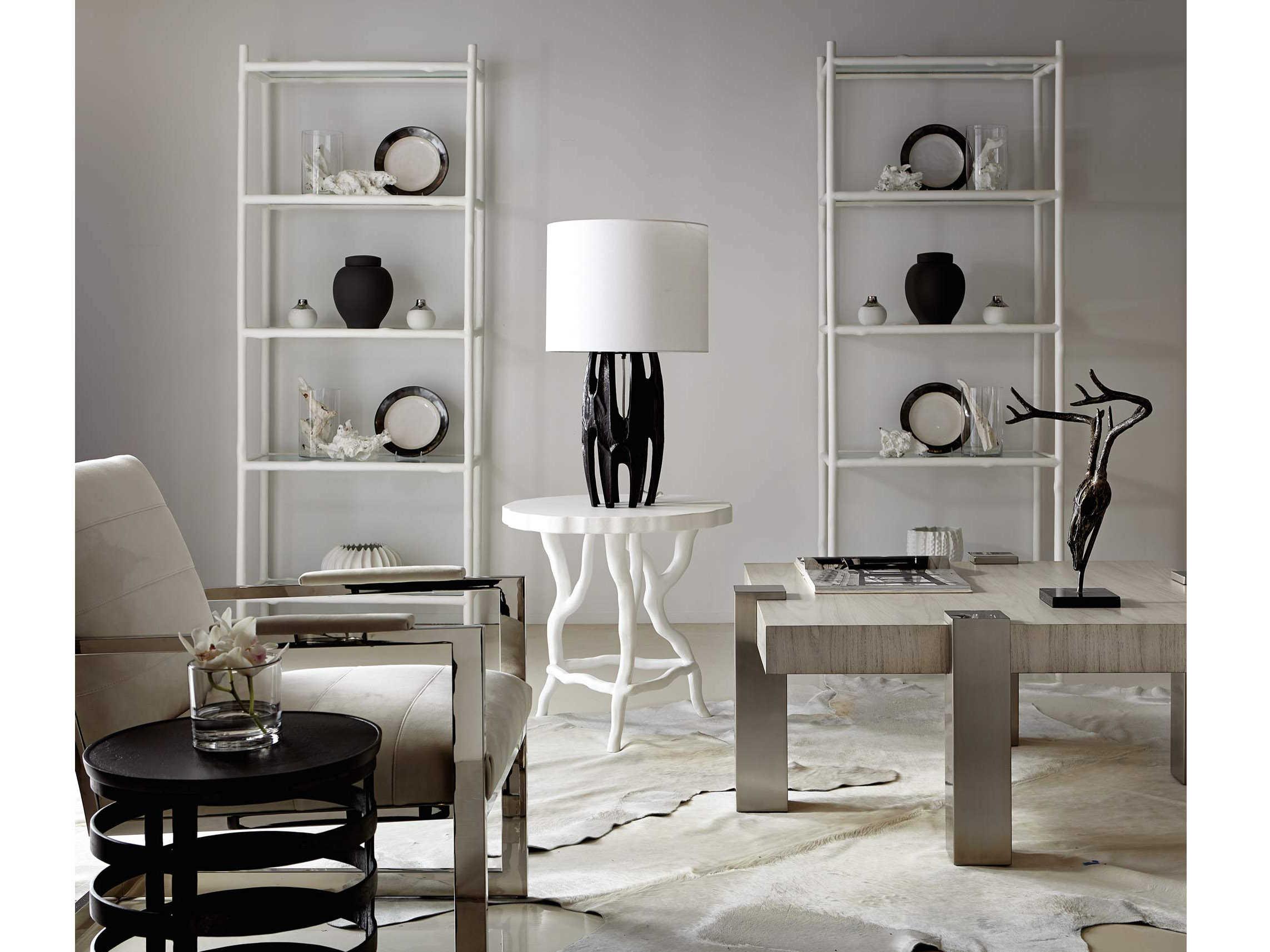 Bernhardt Interiors Casegoods Apsley Round Metal Black Nickel Chairside Table