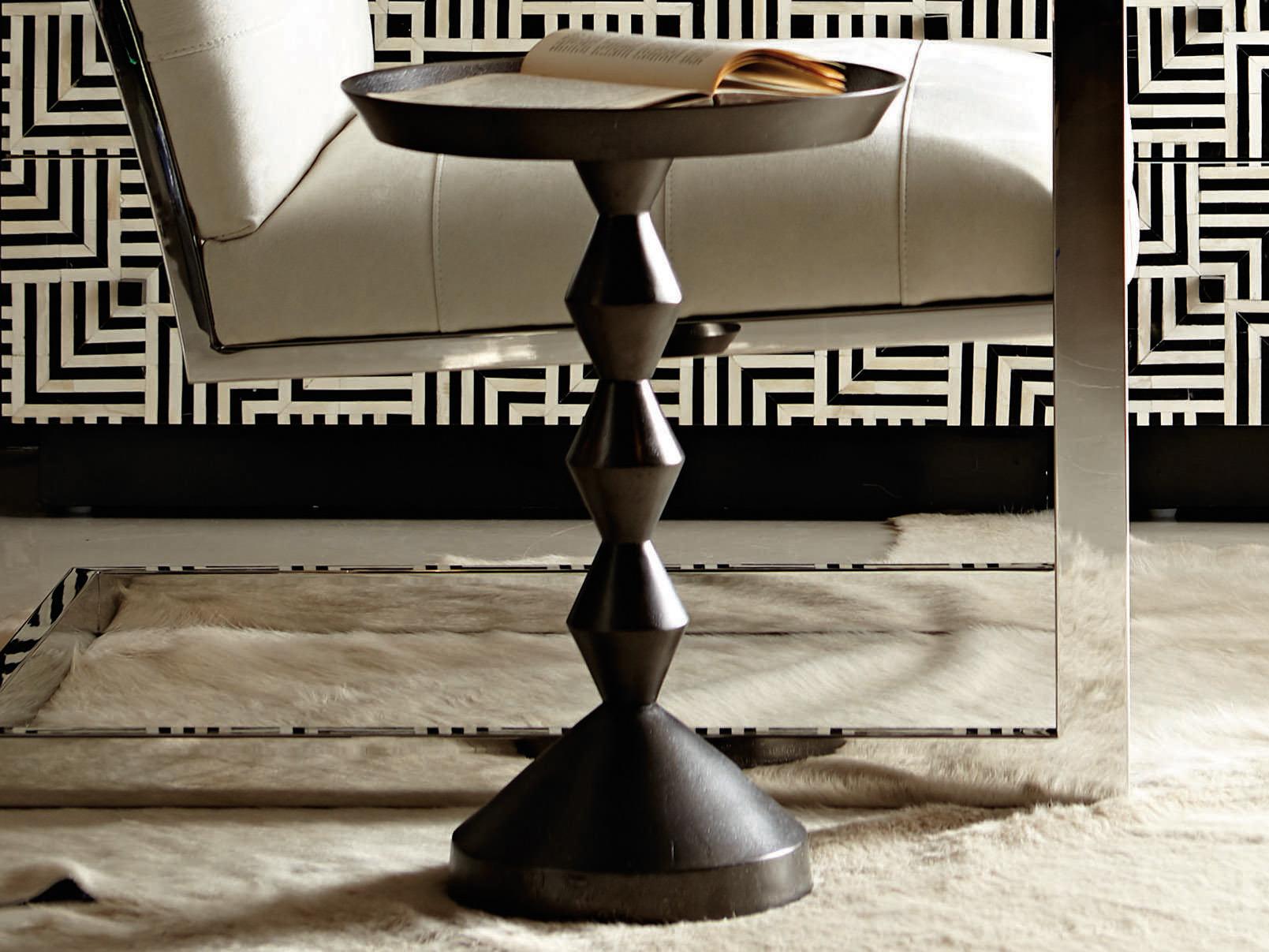 Bernhardt Interiors Casegoods Mirabelle Round Metal Black Nickel Chairside Table