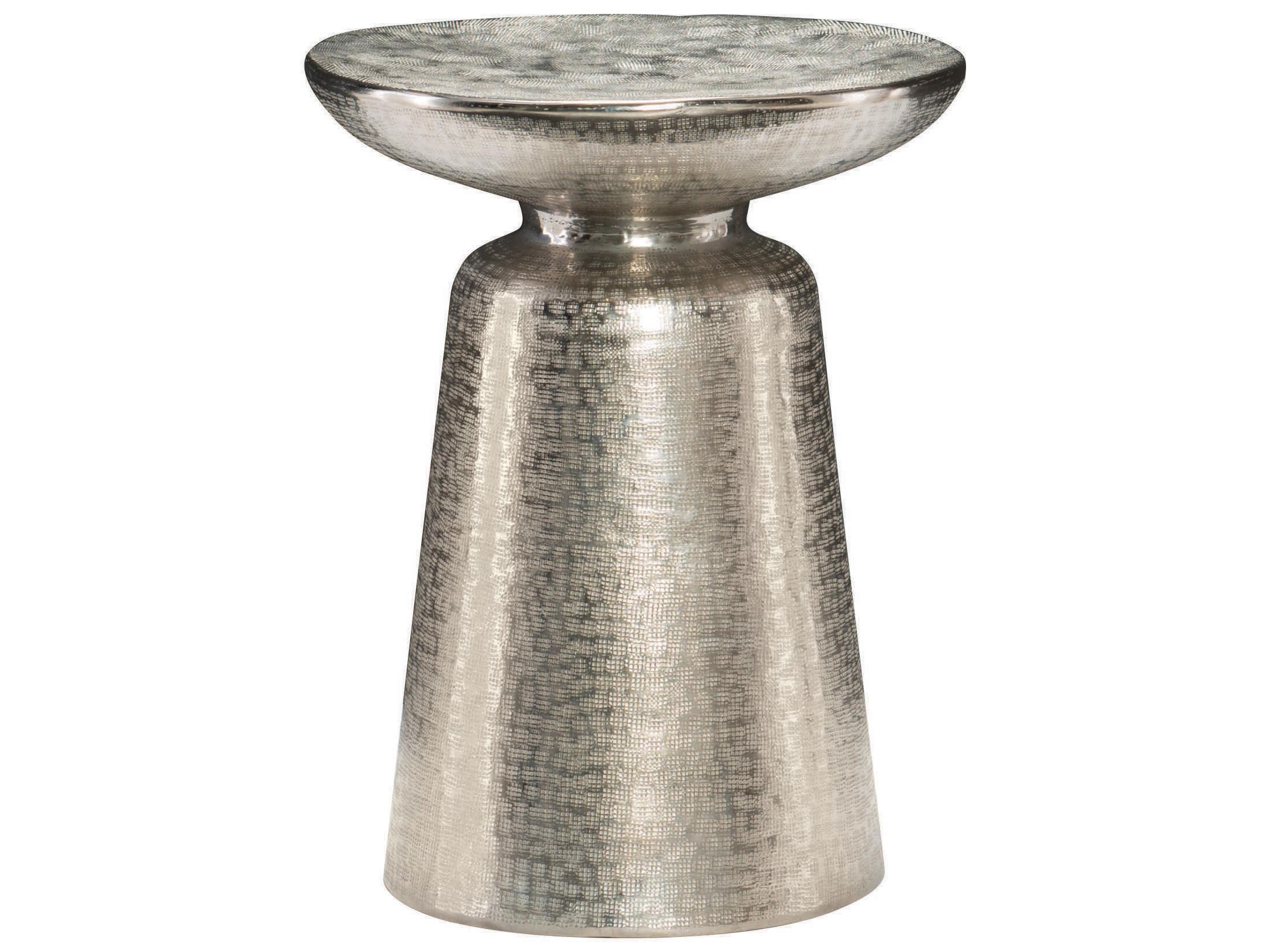 Bernhardt Interiors Casegoods Lorraine Round Metal Nickel Chairside Table