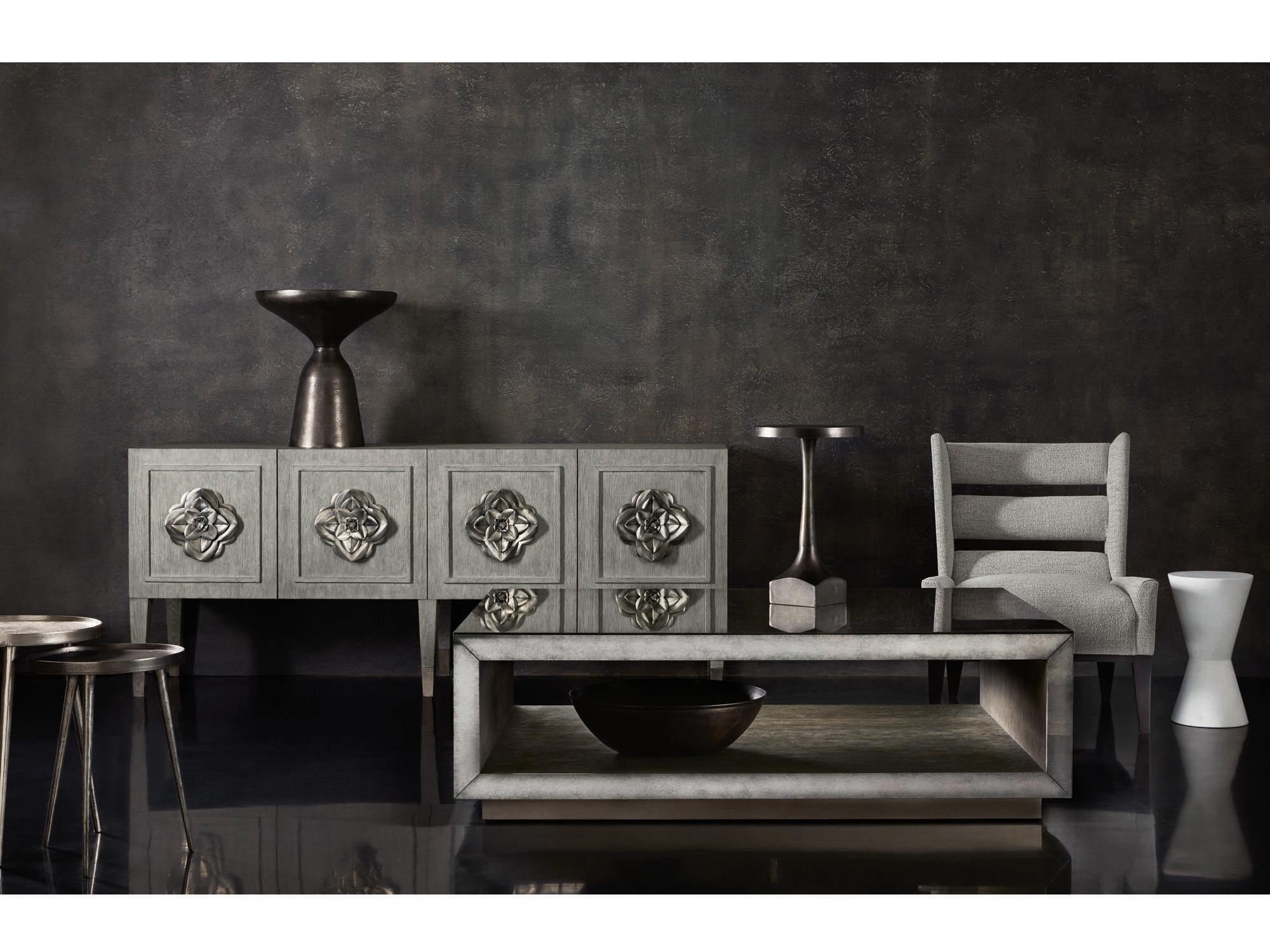 Bernhardt Interiors Casegoods Lorraine Round Metal Nickel Chairside Table