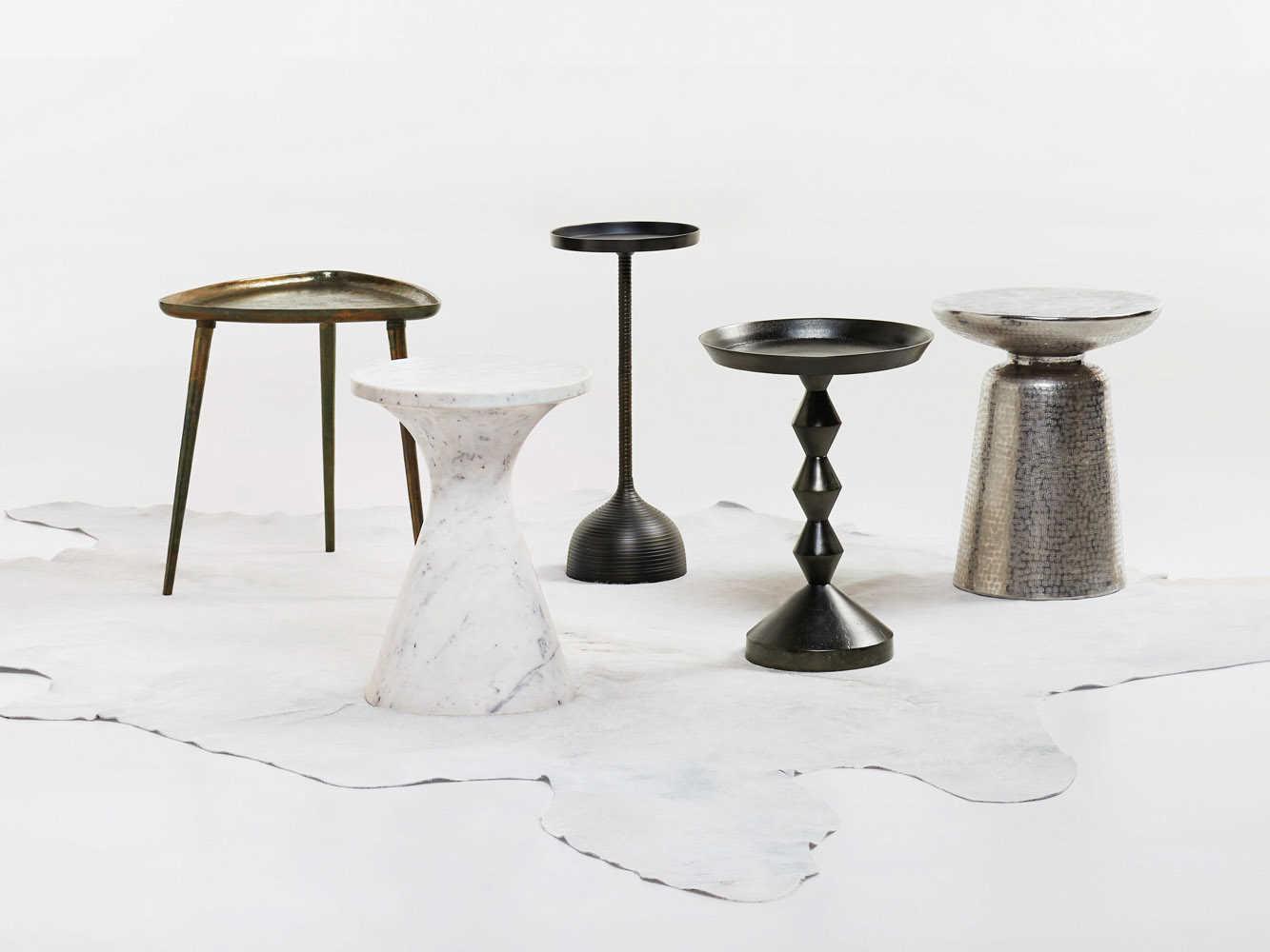 Bernhardt Interiors Casegoods Lorraine Round Metal Nickel Chairside Table