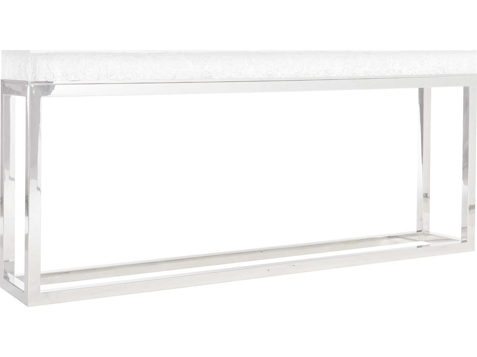 Bernhardt Interiors Casegoods Arctic Rectangular Clear Polished Stainless Steel Console Table