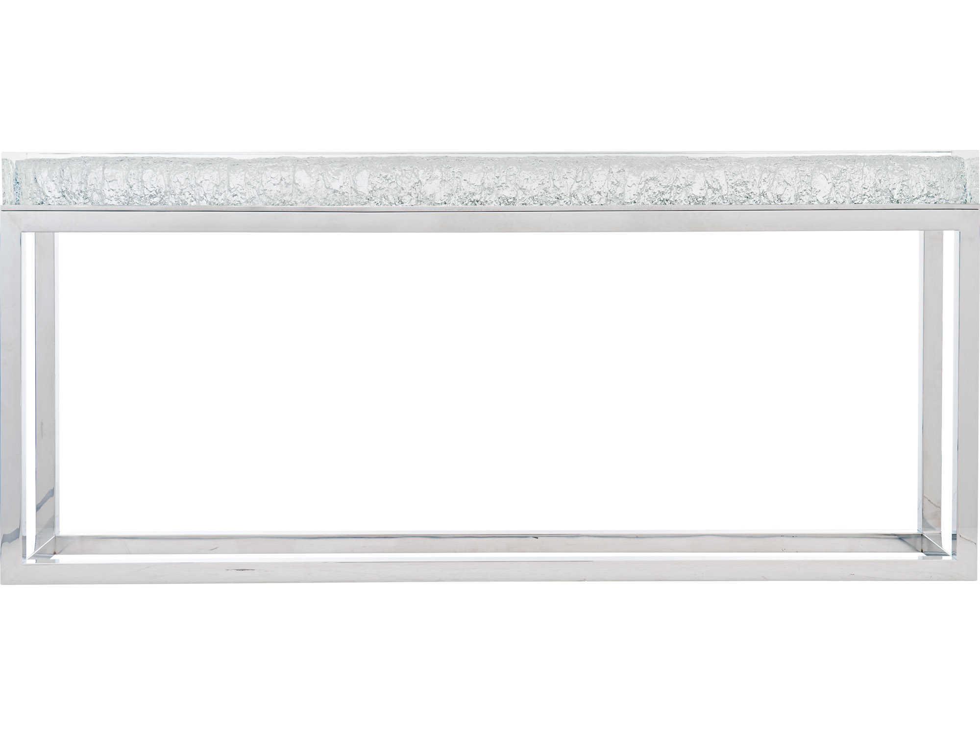 Bernhardt Interiors Casegoods Arctic Rectangular Clear Polished Stainless Steel Console Table