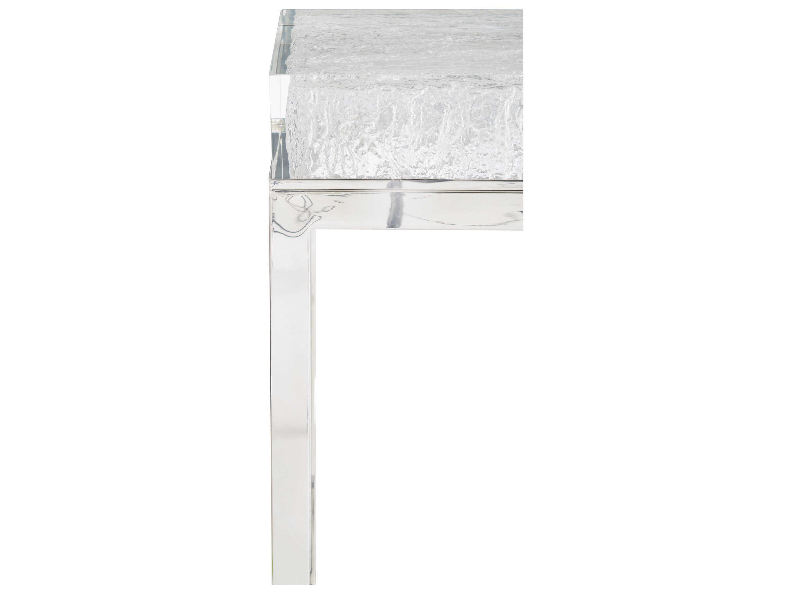 Bernhardt Interiors Casegoods Arctic Rectangular Clear Polished Stainless Steel Console Table