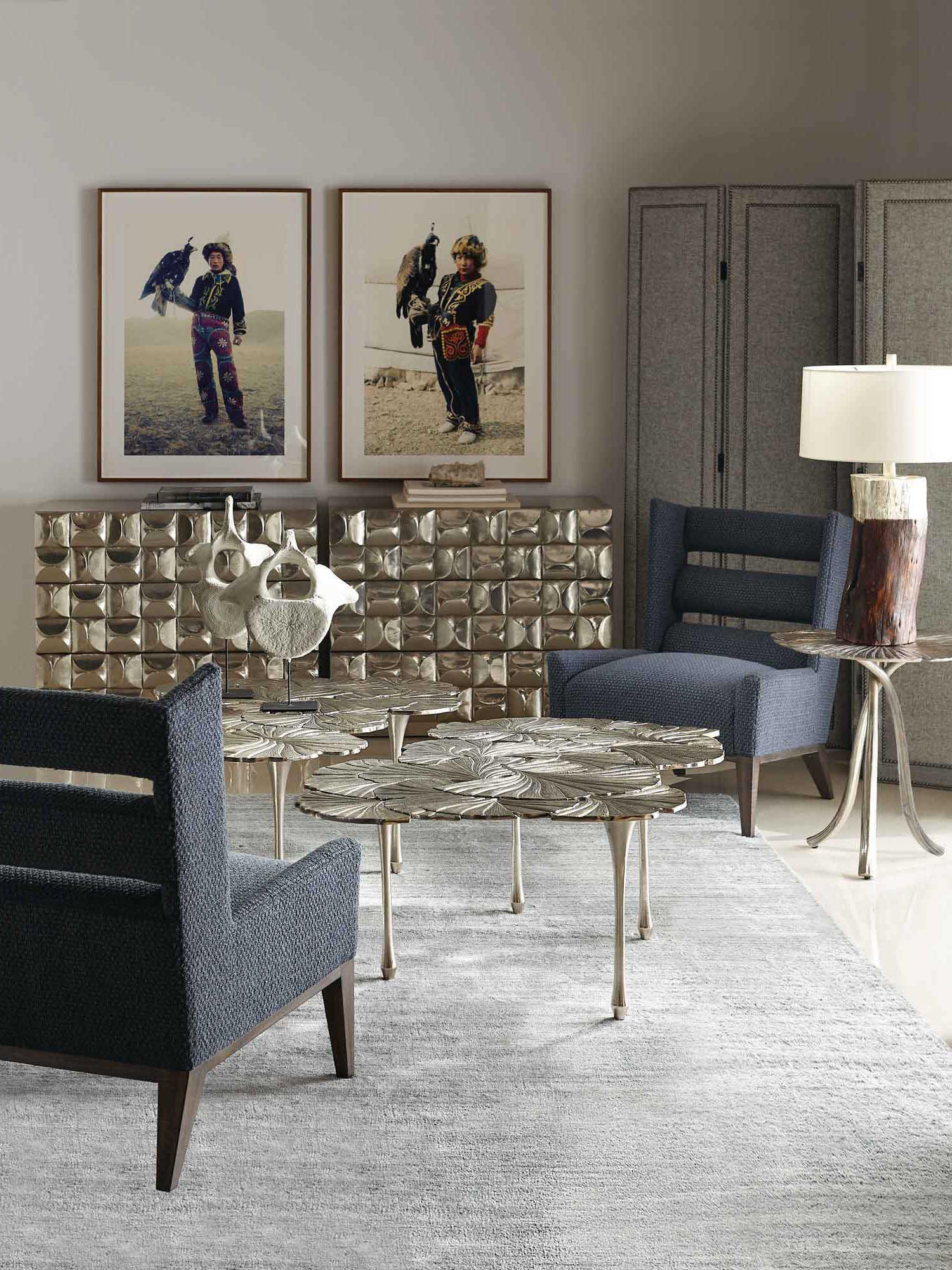 Bernhardt Interiors Casegoods Annabella Round Metal Satin Nickel End Table