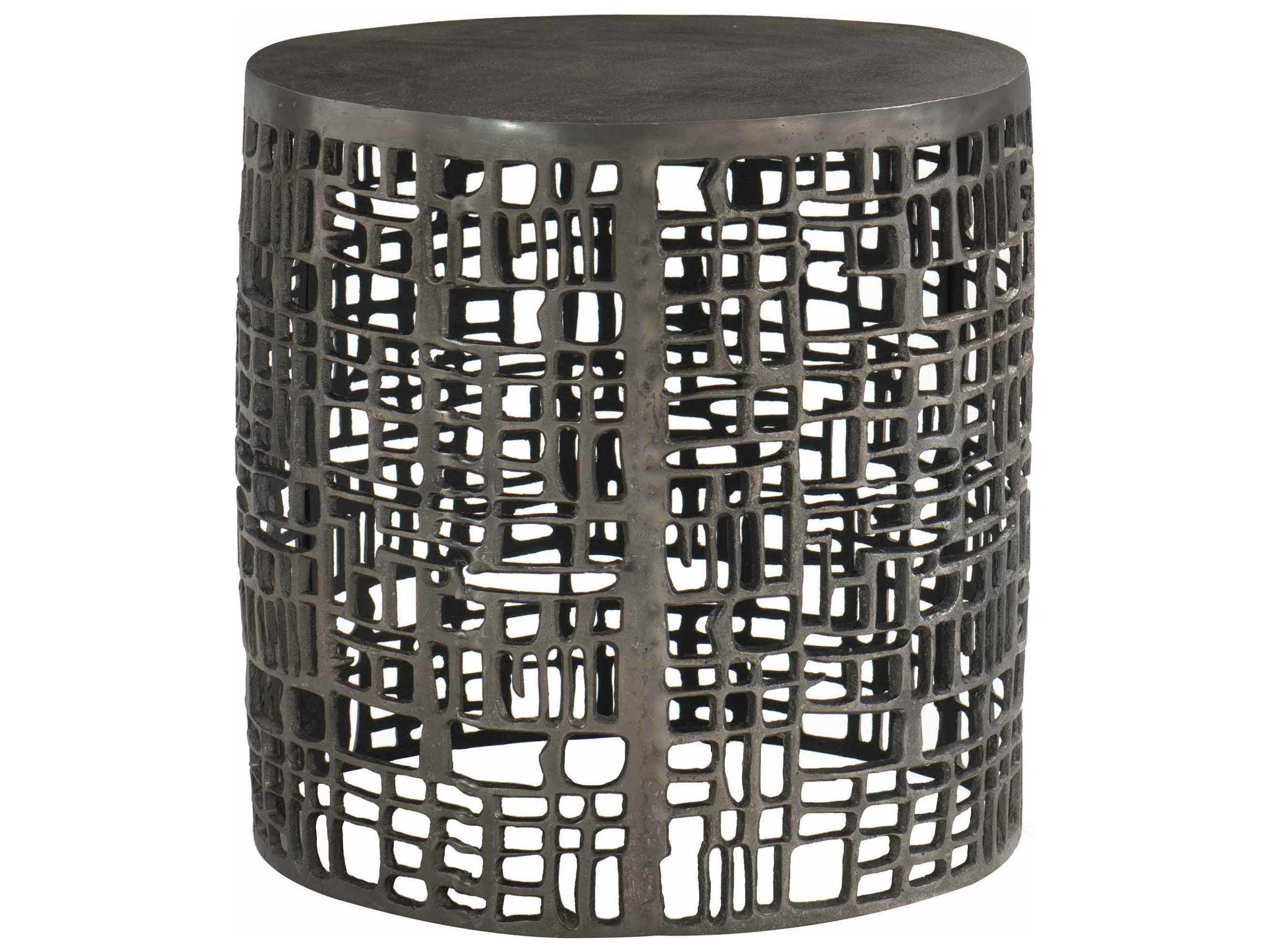Bernhardt Interiors Aaron Round Metal Graphite End Table