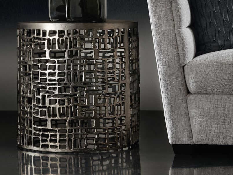 Bernhardt Interiors Aaron Round Metal Graphite End Table