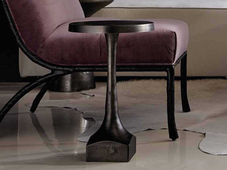 Bernhardt Interiors Casegoods Stroud Round Metal Matte Graphite Drink Table