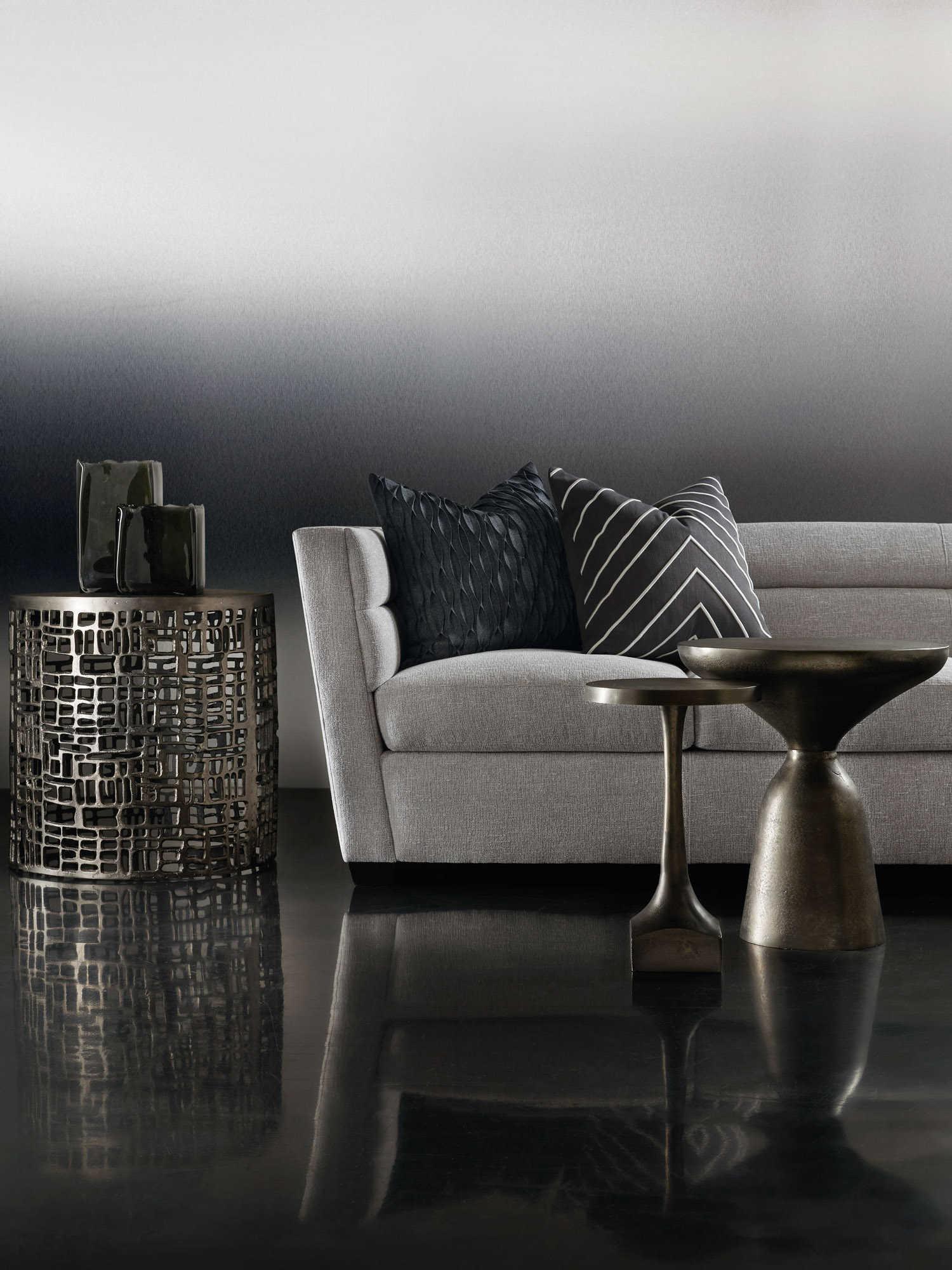 Bernhardt Interiors Casegoods Stroud Round Metal Matte Graphite Drink Table