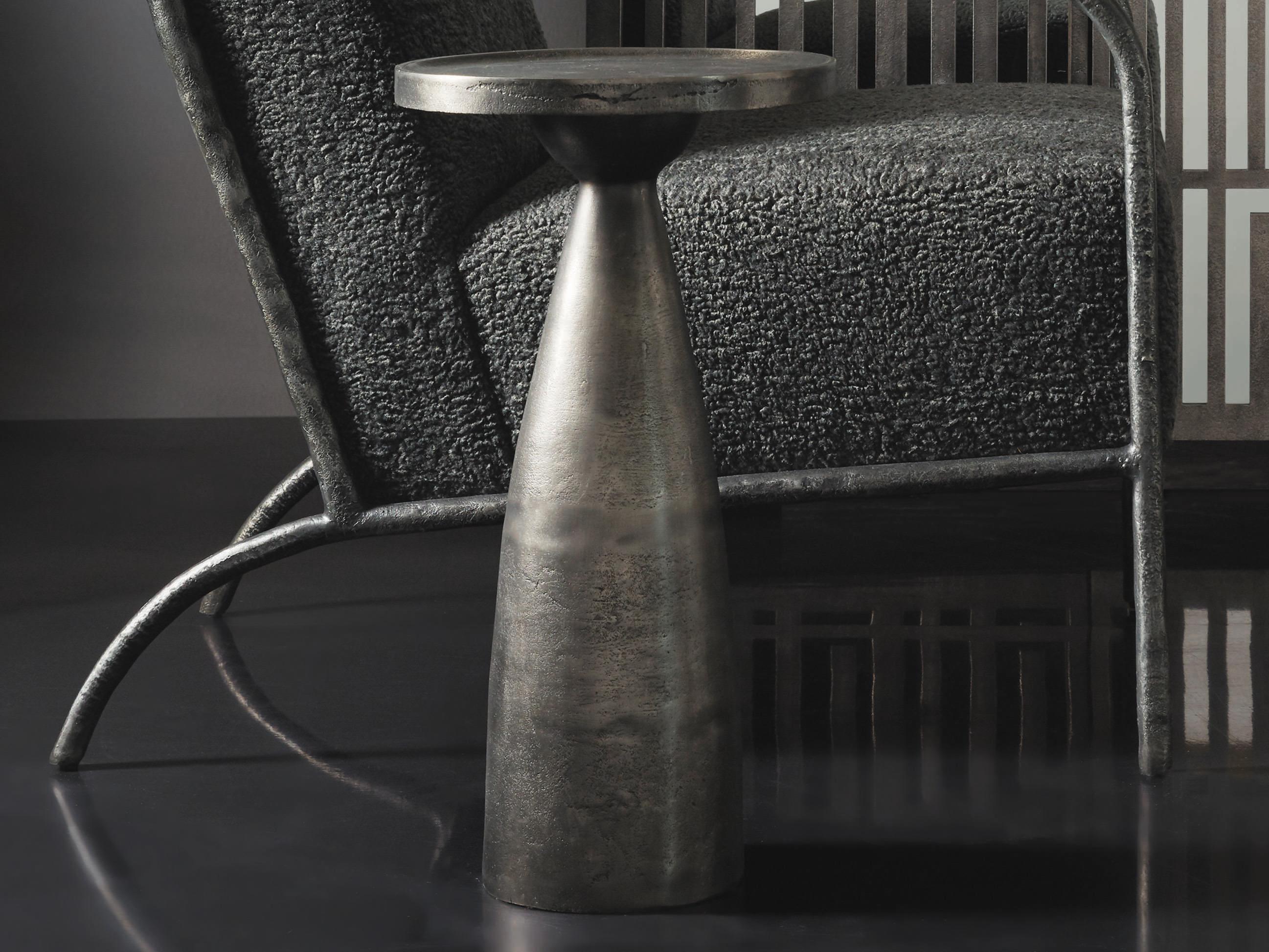 Bernhardt Interiors Casegoods Radnor Round Metal Graphite Drink Table