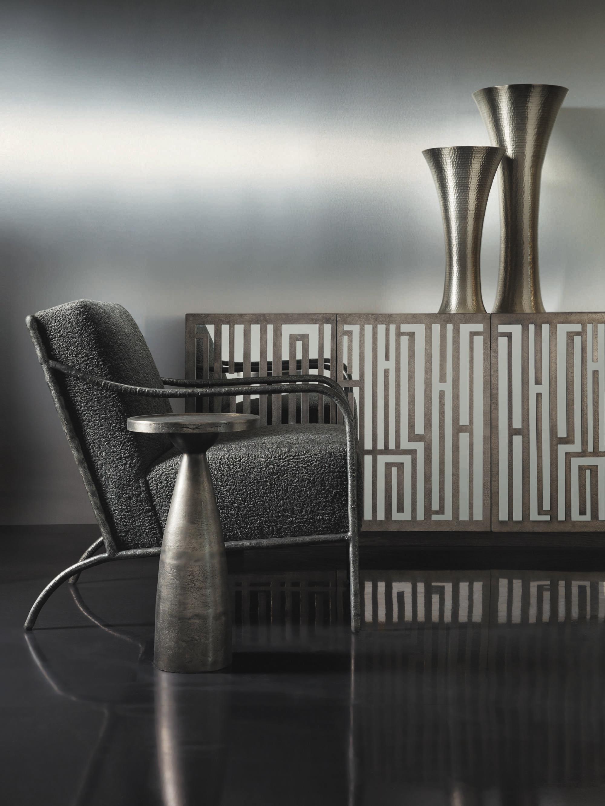 Bernhardt Interiors Casegoods Radnor Round Metal Graphite Drink Table