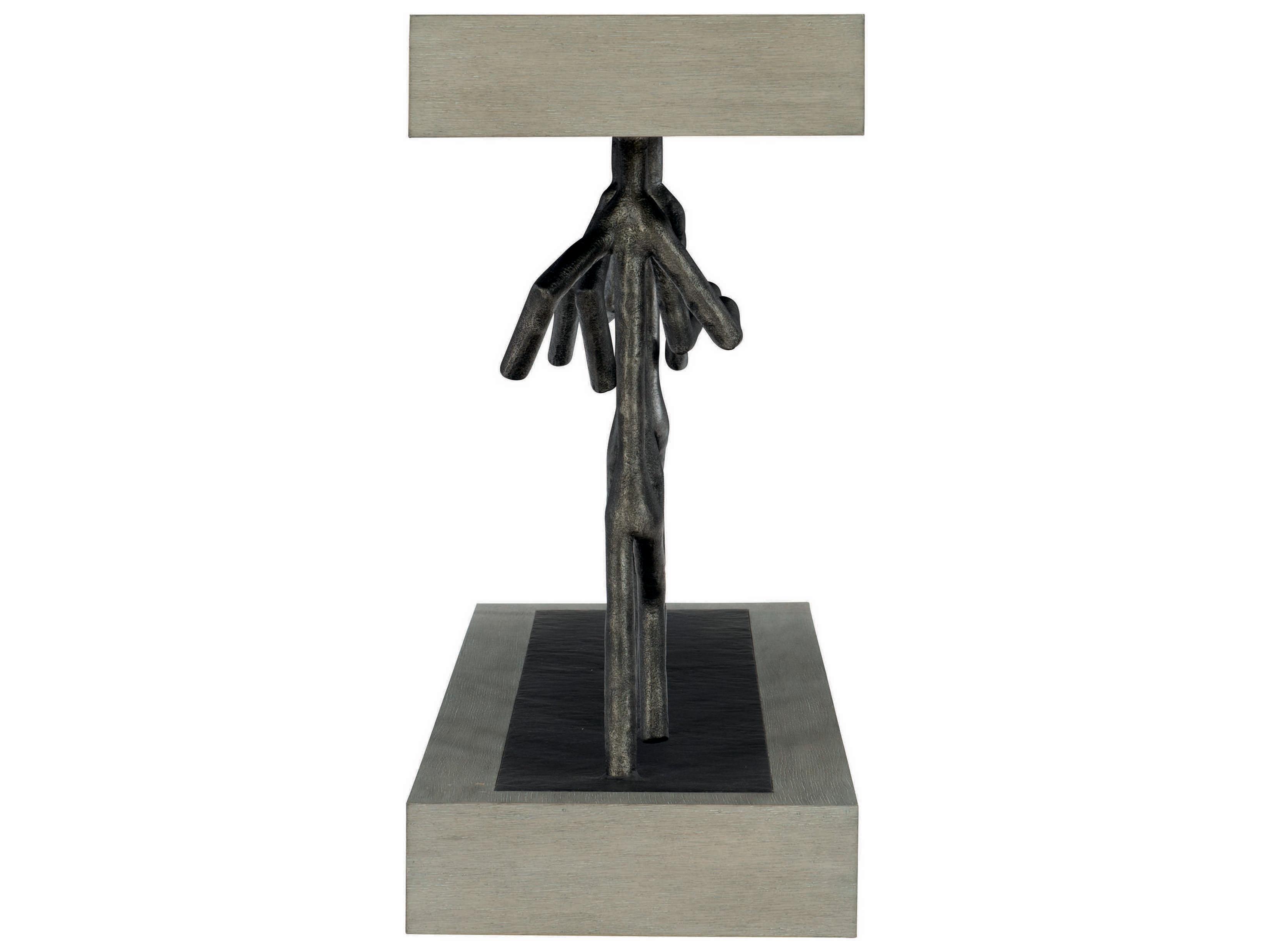 Bernhardt Theo Rectangular Wood Cerused Greige Black Console Table