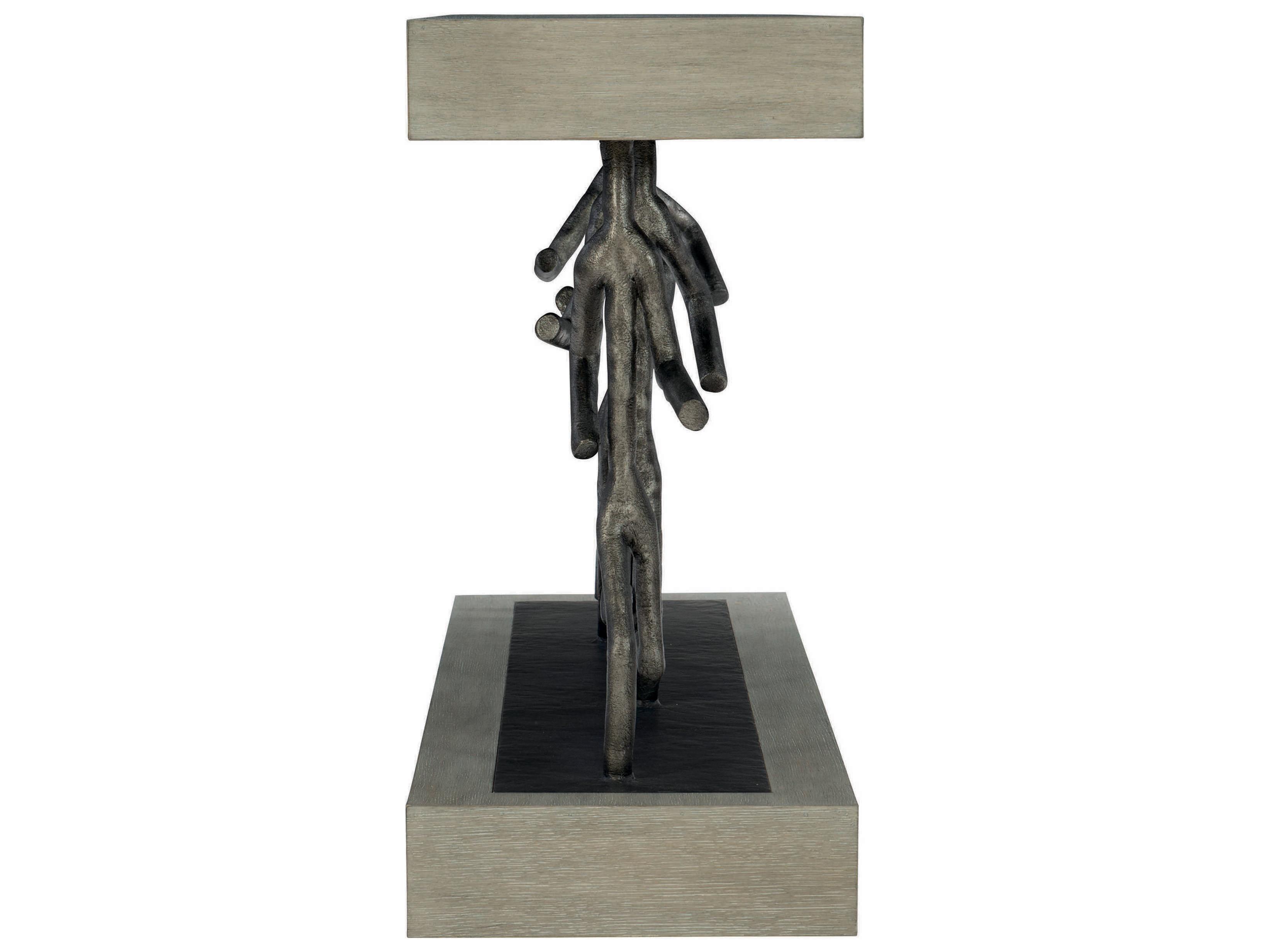 Bernhardt Theo Rectangular Wood Cerused Greige Black Console Table