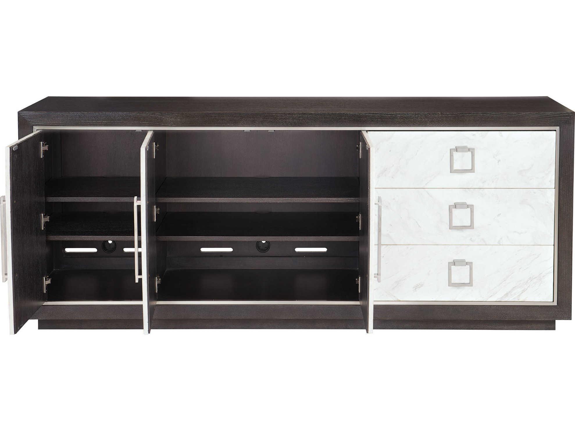 Bernhardt Decorage 84" Ash Wood Cerused Mink Silver Mist Snowflake Marble Laminate Buffet