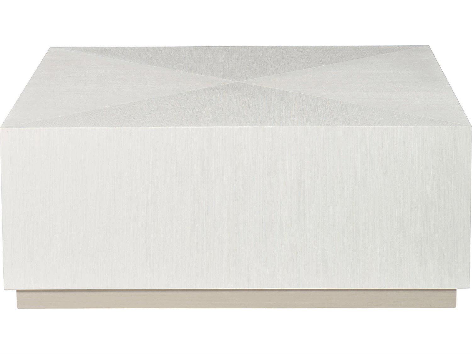 Bernhardt Axiom Square Wood Linear Gray White Cocktail Table