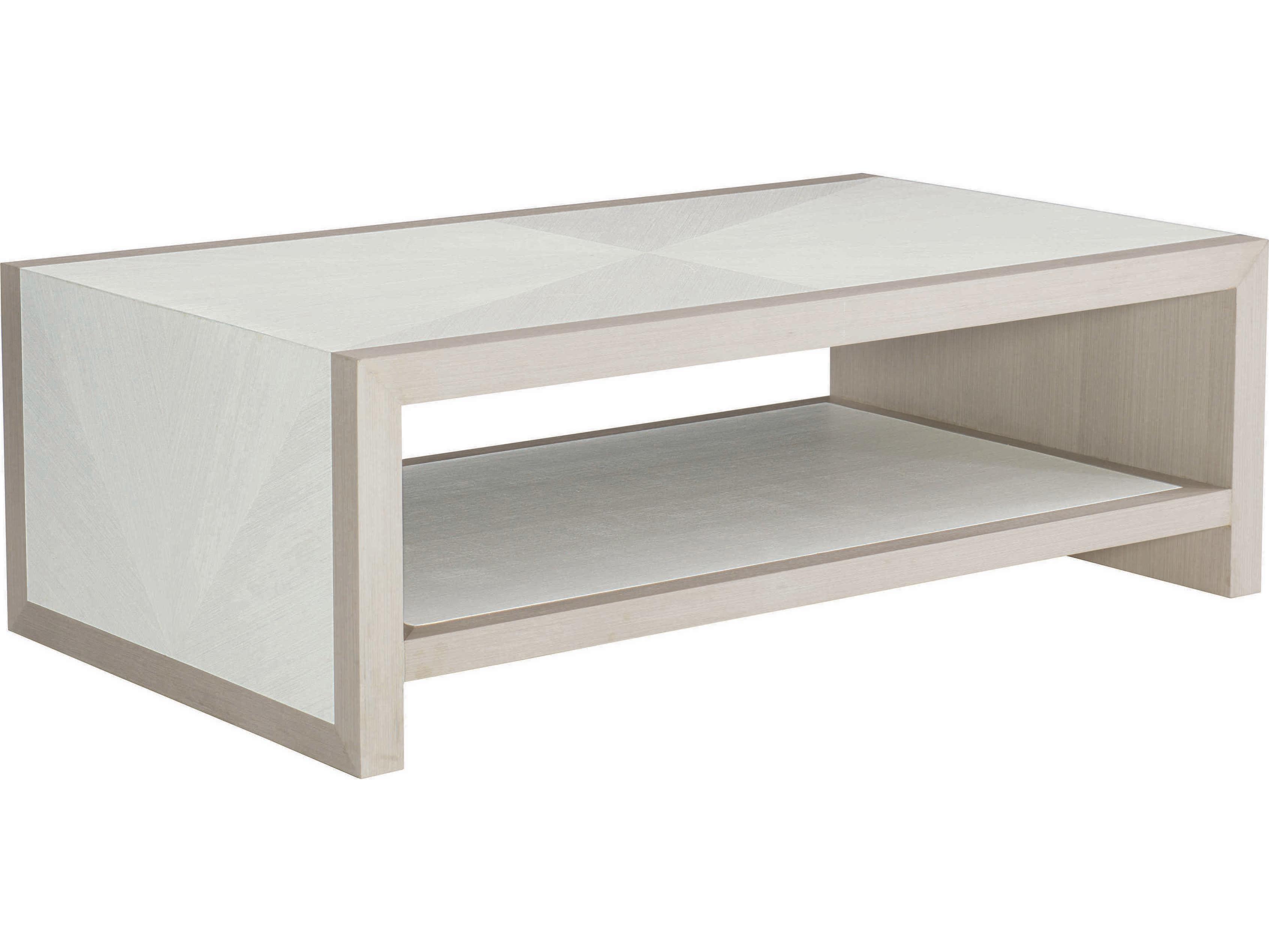 Bernhardt Axiom Rectangular Wood Linear Gray White Cocktail Table