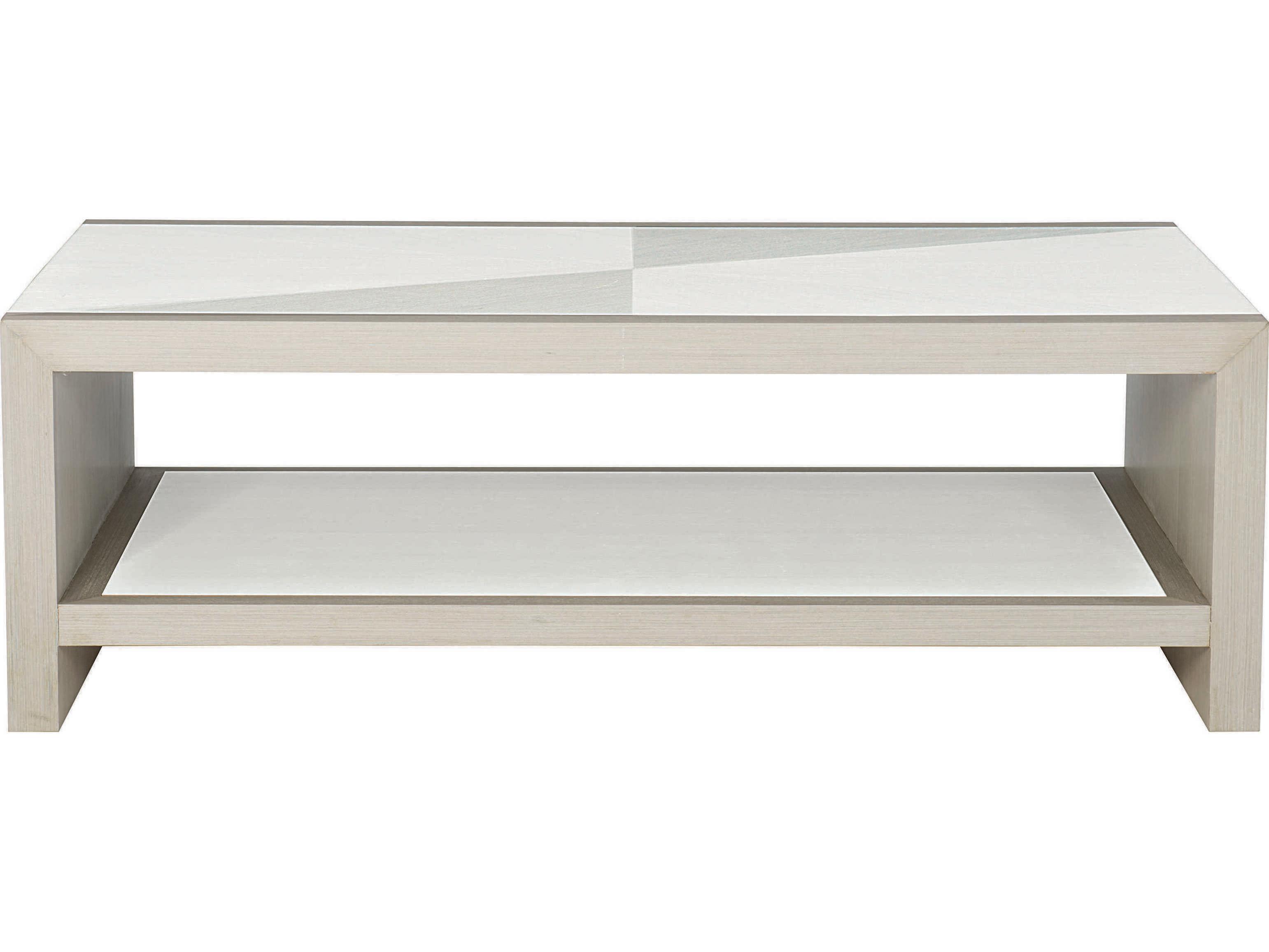 Bernhardt Axiom Rectangular Wood Linear Gray White Cocktail Table