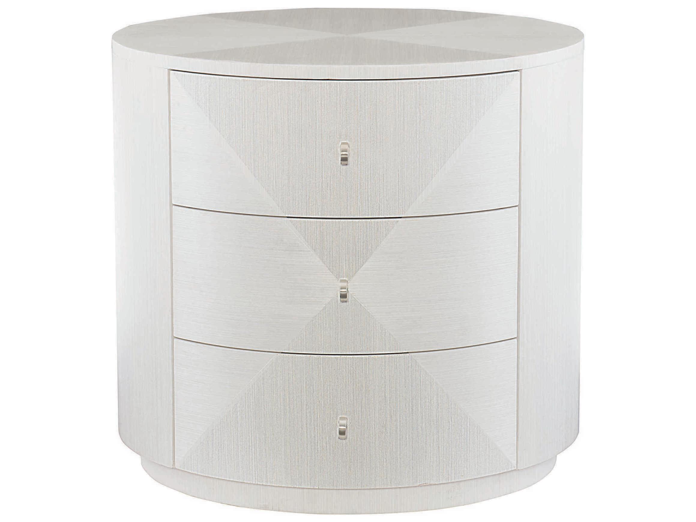 Bernhardt Axiom Round Wood Linear White Chairside Table