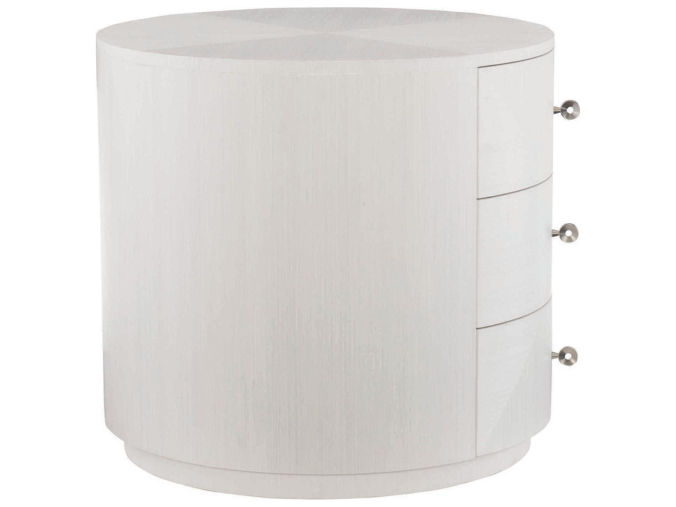 Bernhardt Axiom Round Wood Linear White Chairside Table