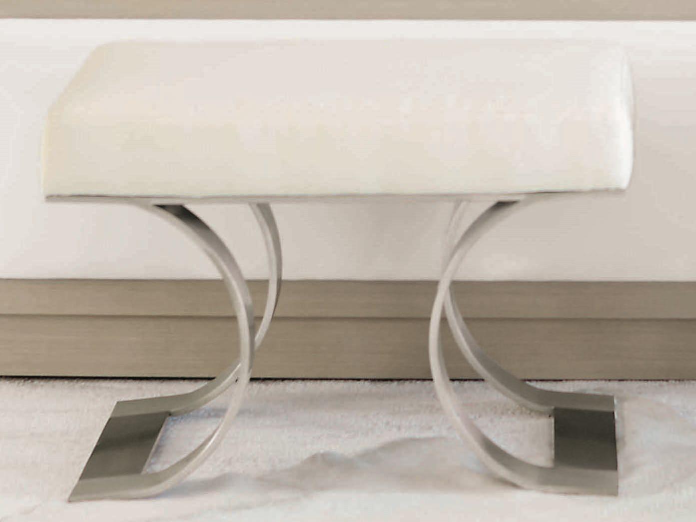 Bernhardt Axiom Brushed Silver White Upholstered Accent Bench